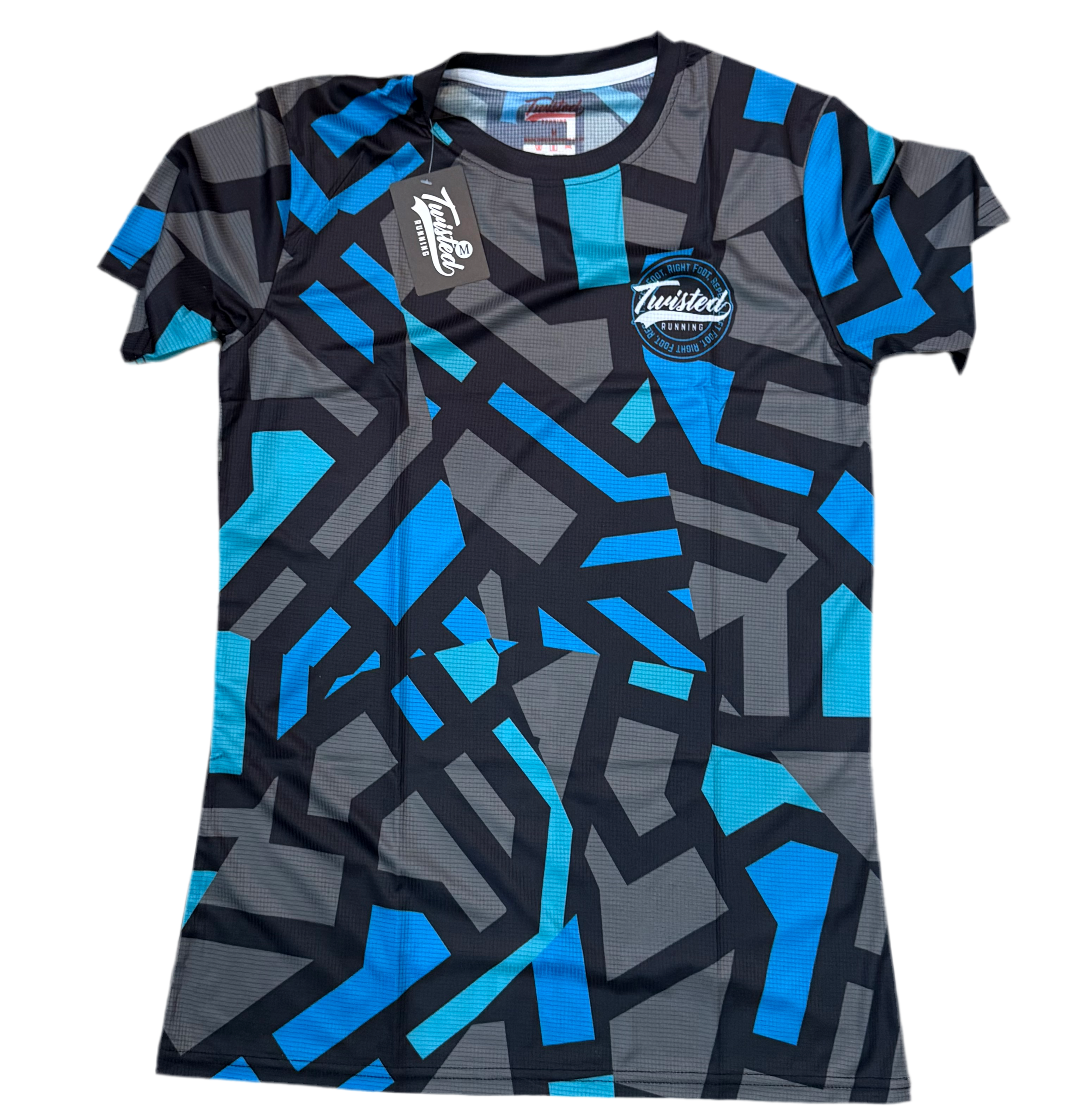 "Shatter" Technical Race Tee – Black/Blue