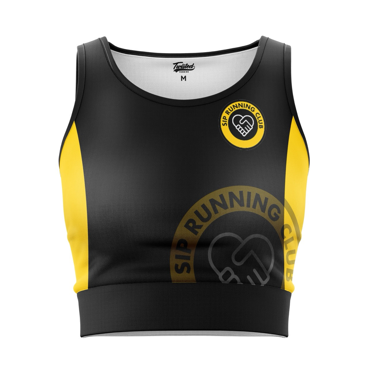 SIP Running Club Female Racing Crop Top (Bra) - Black/Yellow