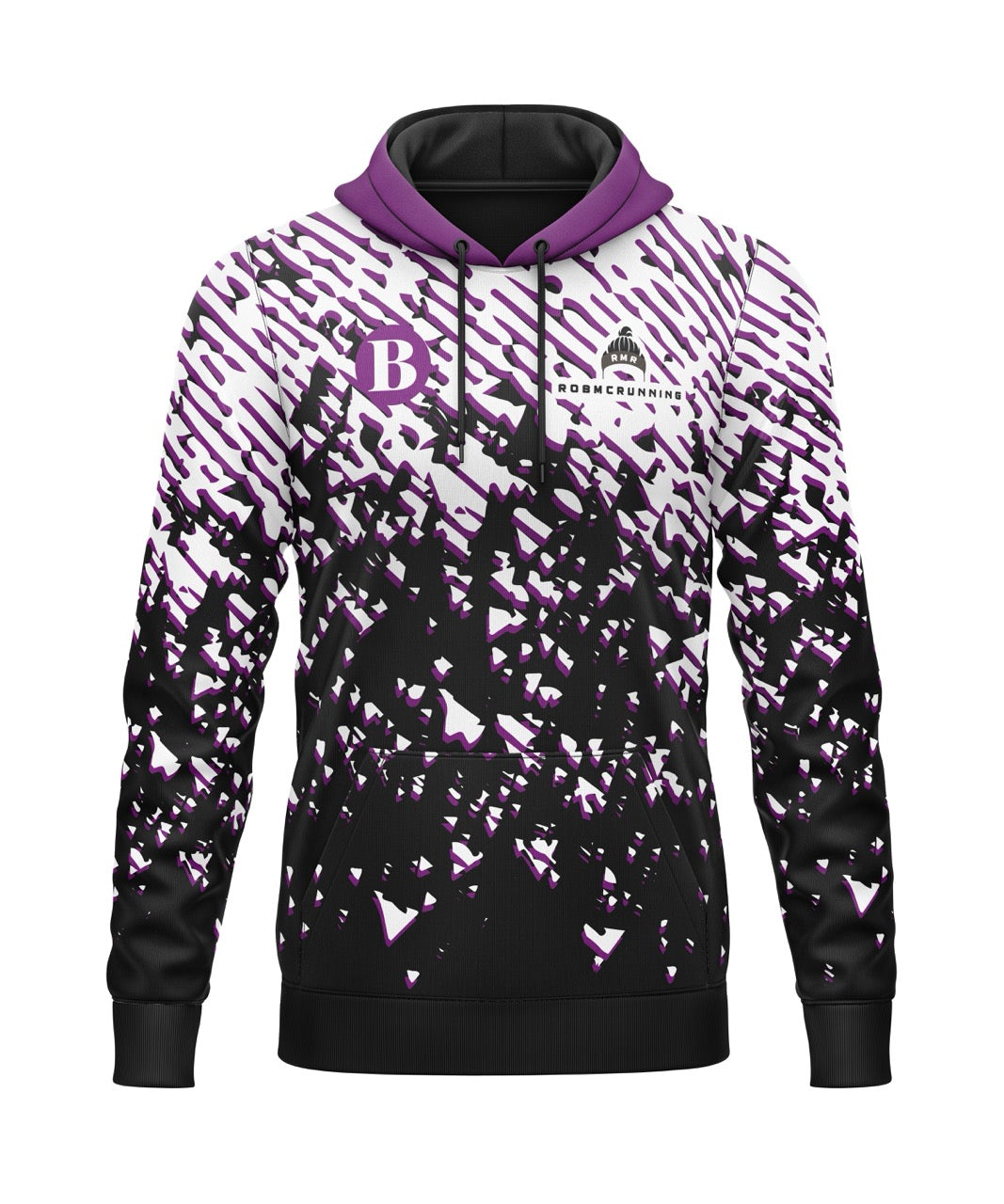 Brooklands Run Club Hoodie (Polyester) - Black/White/Purple