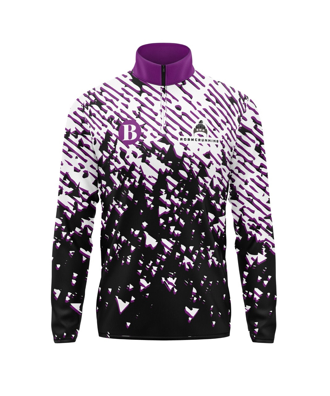 Brooklands Run Club 1/4 Zip - Black/White/Purple