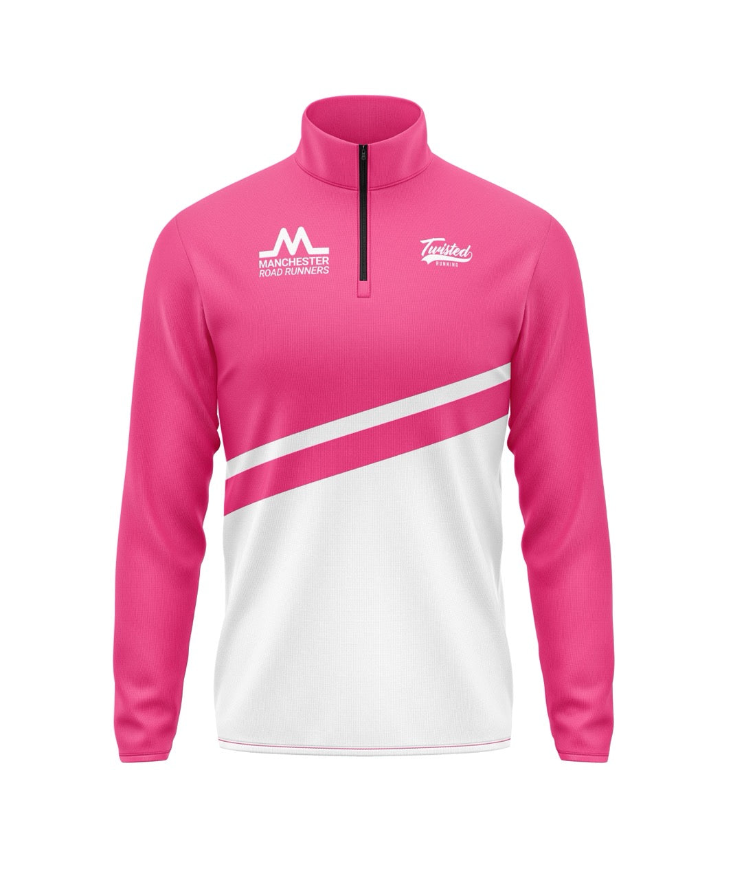 Manchester Road Runners 1/4 Zip - Pink/White