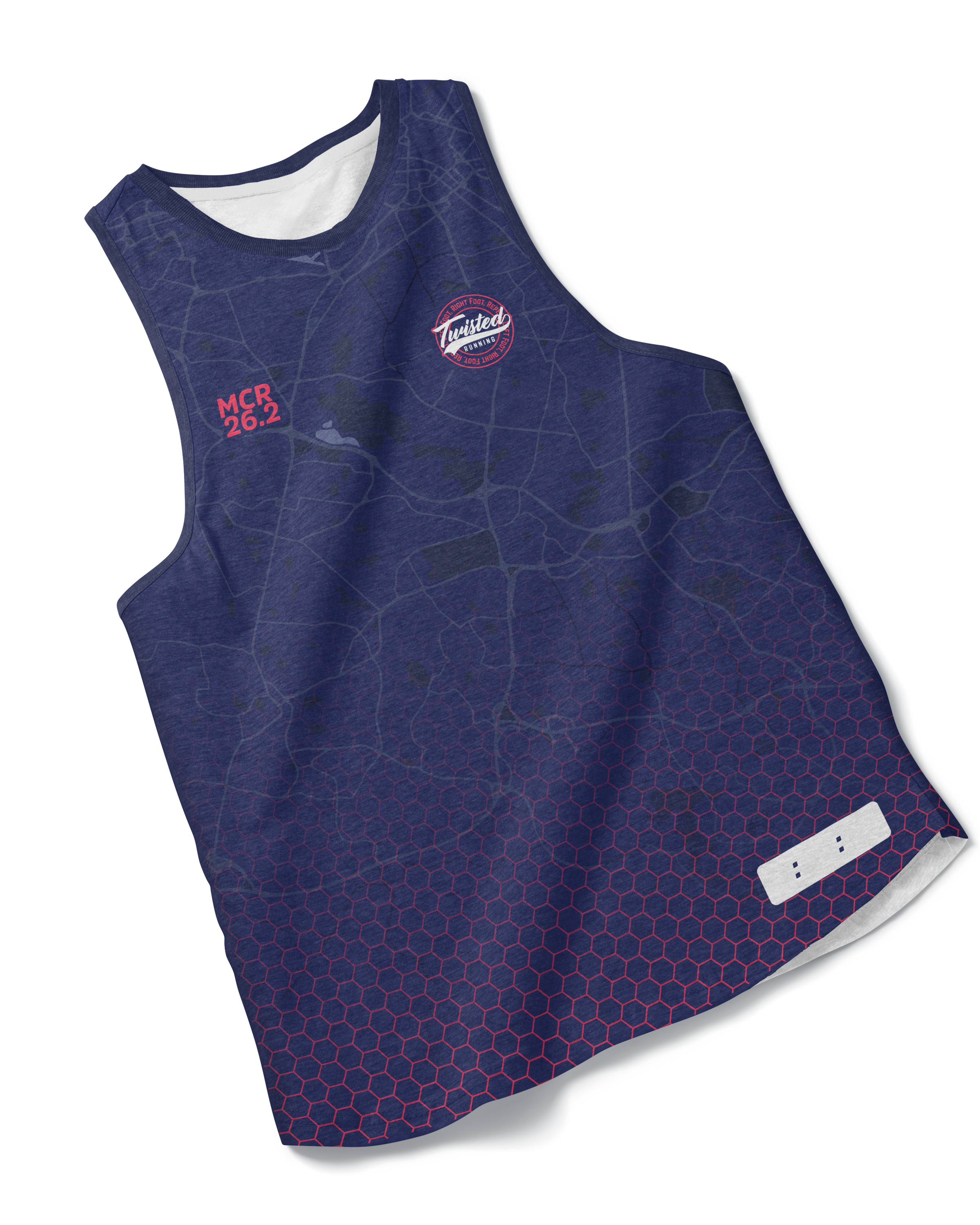 Navy/Pink Manchester 26.2 Race/Finisher Vest – A Marathon Worthy Tribute (Pre-Order) Please Read Description