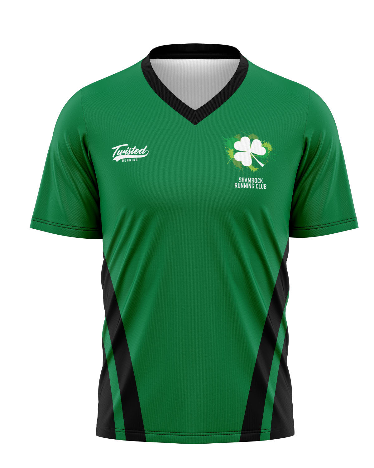 Shamrock Running Club V-Neck T-Shirt - Green/Black