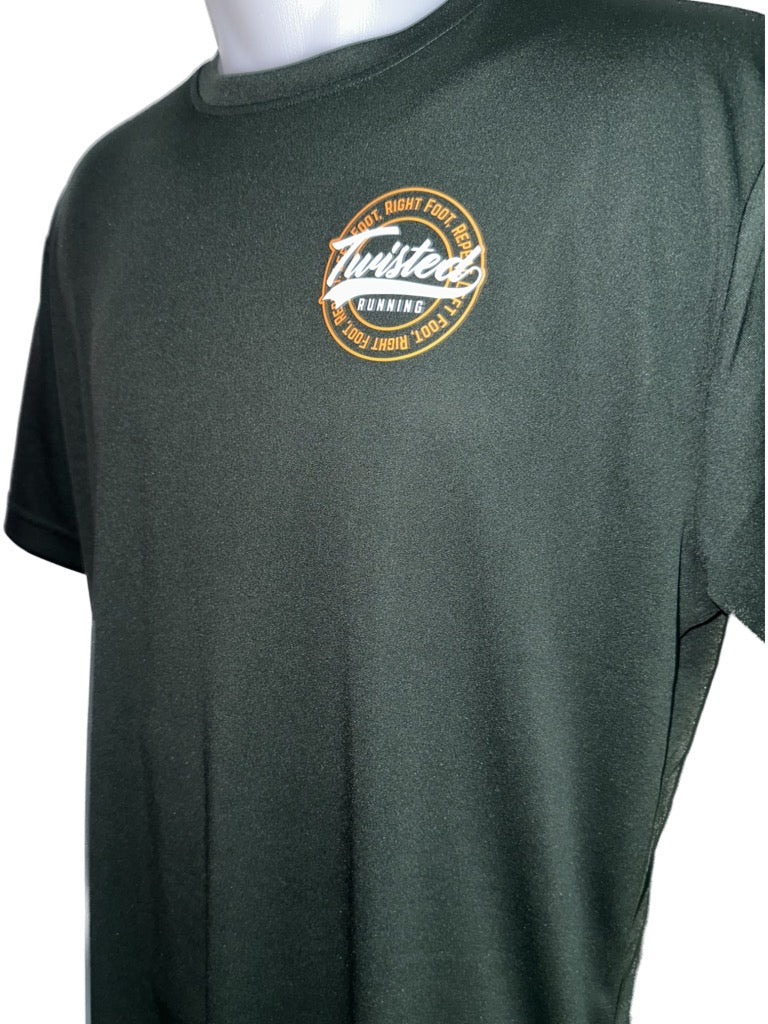 Bottle Green & Orange Spine Technical Tee (Unisex )
