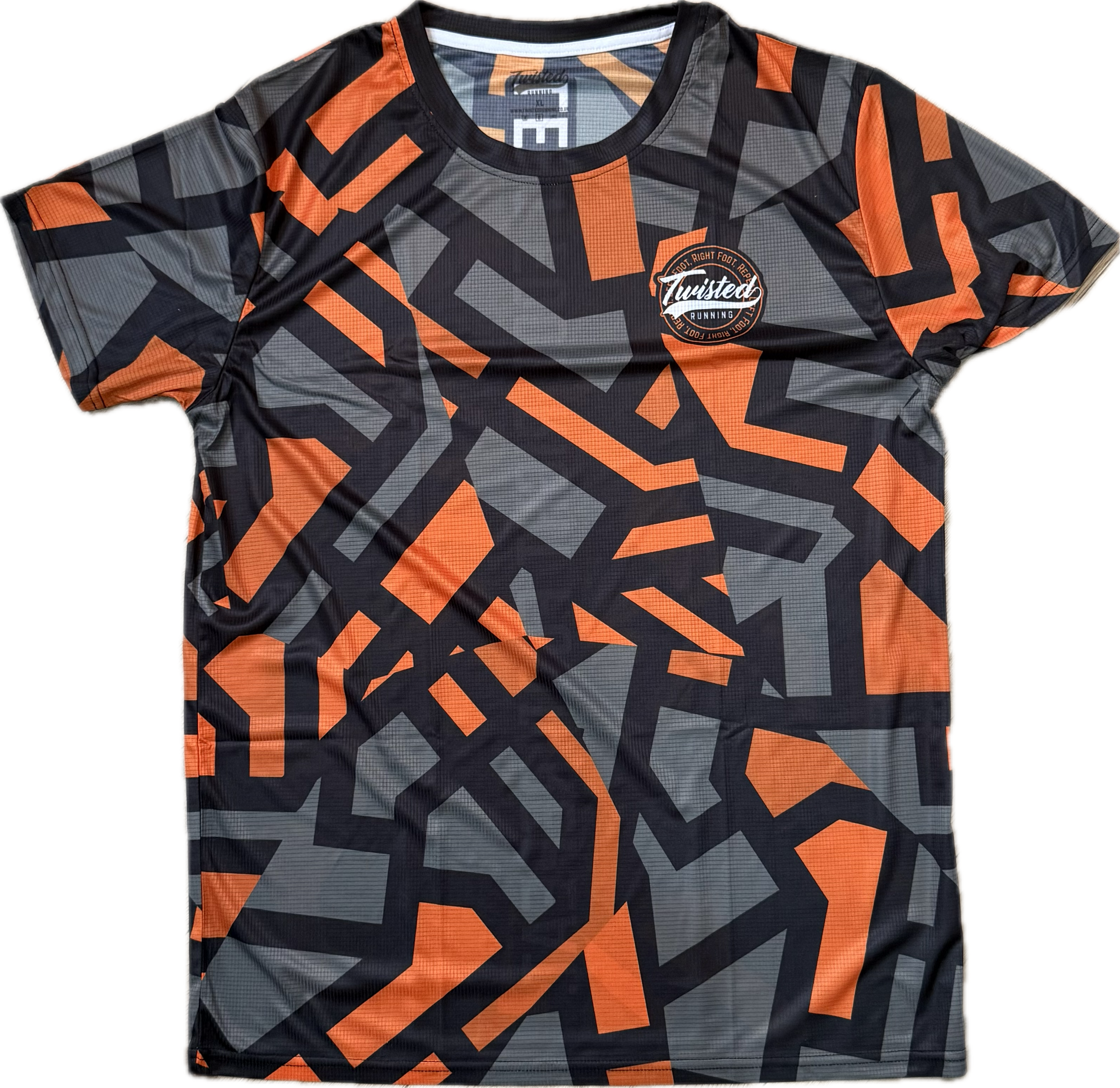 "Shatter" Technical Race Tee – Black/Orange/Grey