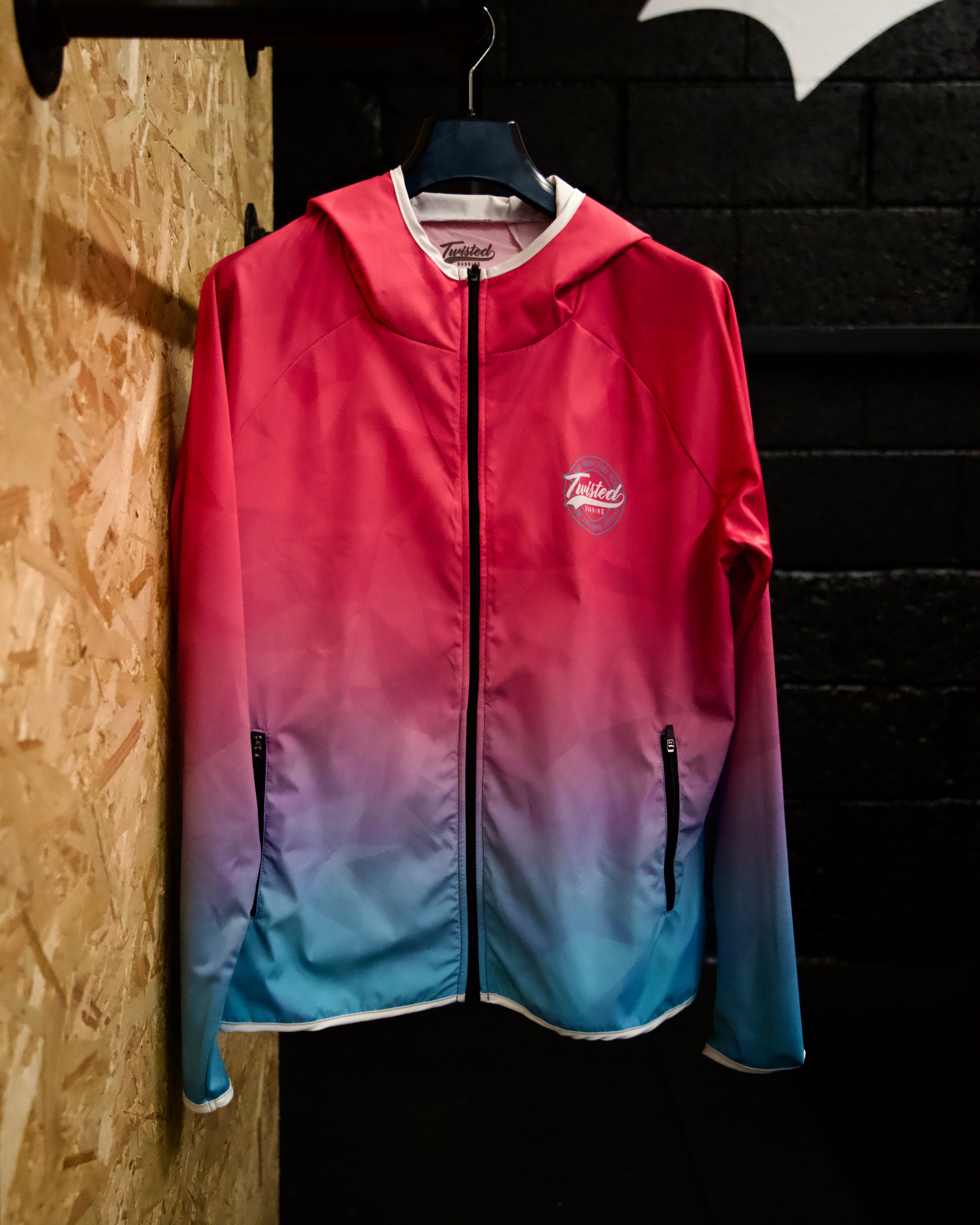 Twisted Running Windbreaker β Geo Pink / Blue (New Sleeve Fabric)