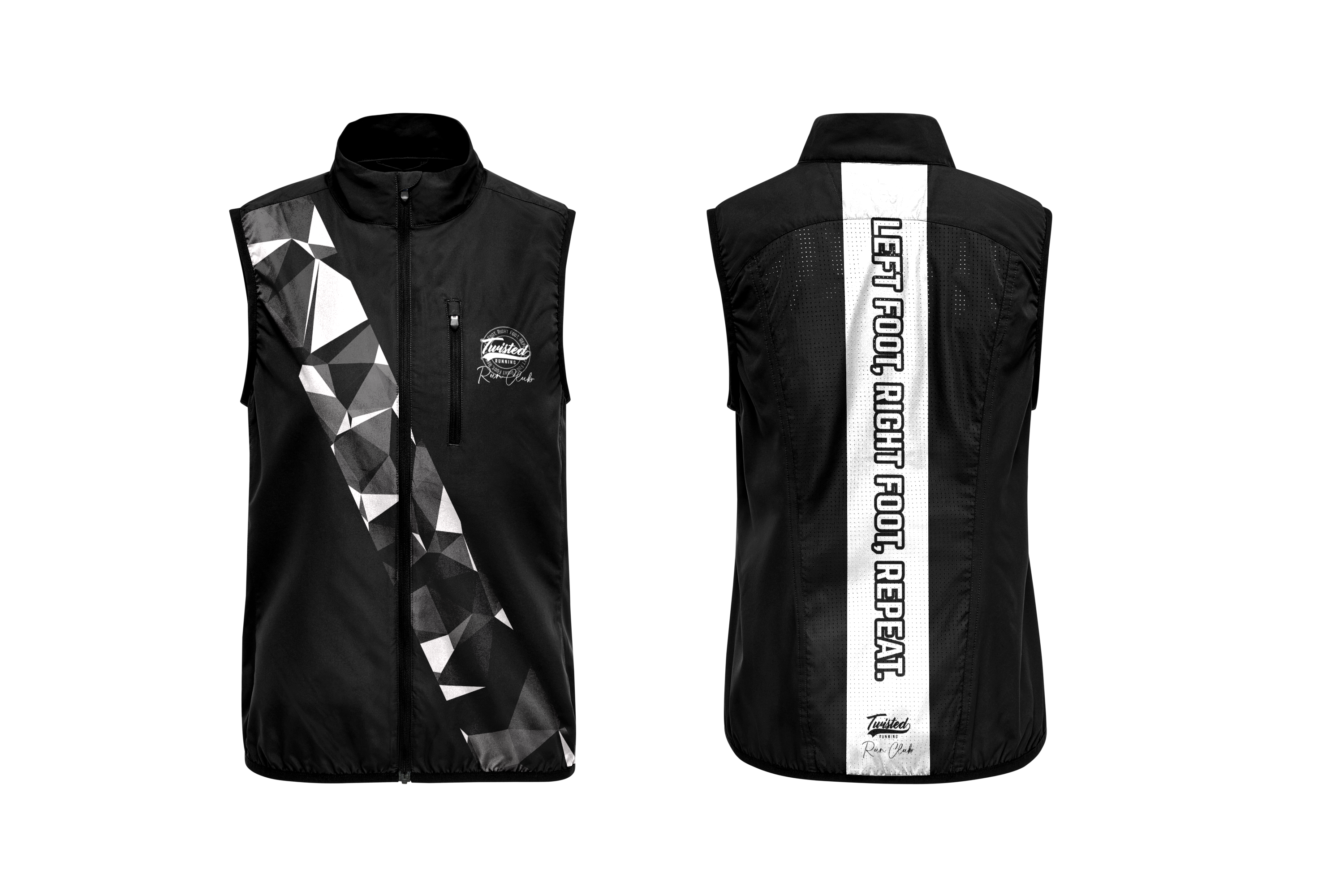 Twisted Run Club Gilet - Black/White