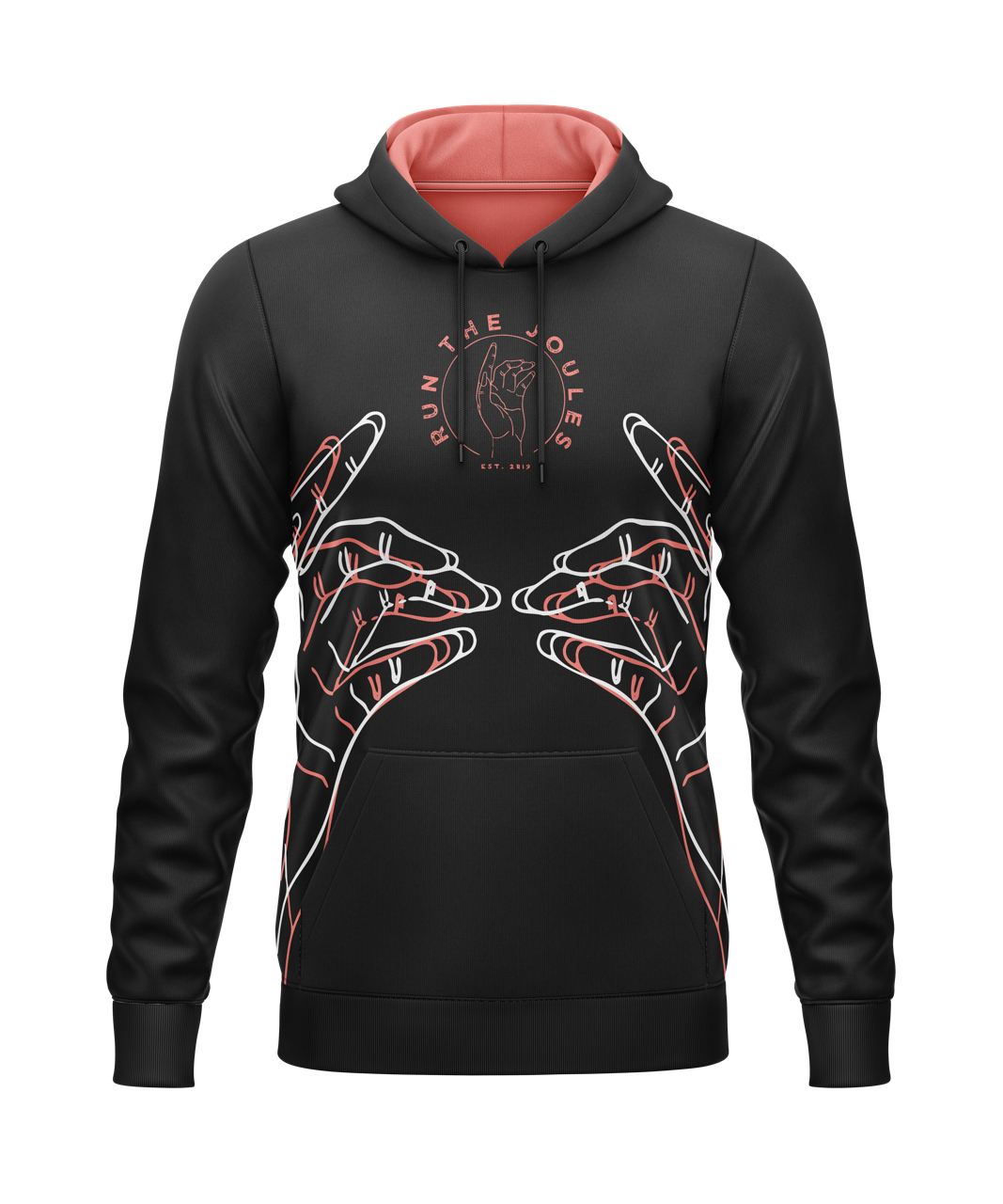 Run The Joules Hoodie (Polyester) - Black/Salmon