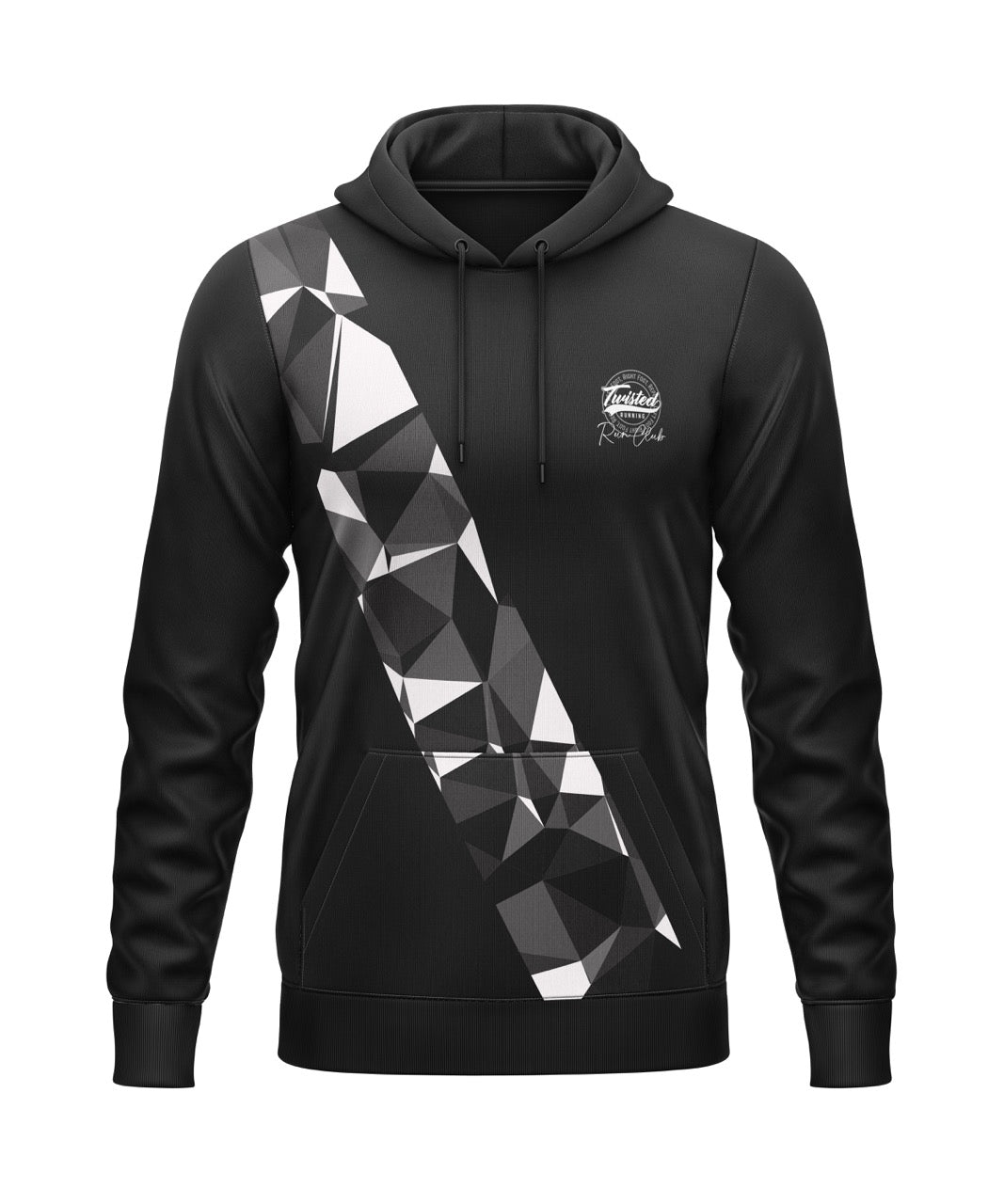 Twisted Run Club Hoodie (Polyester) - Black/White