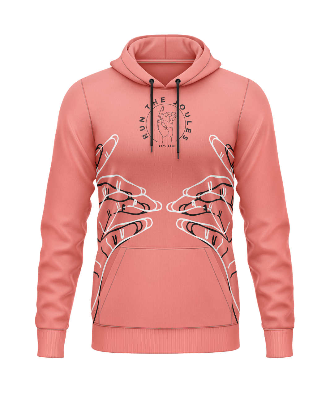 Run The Joules Hoodie (Polyester) - Salmon/Black