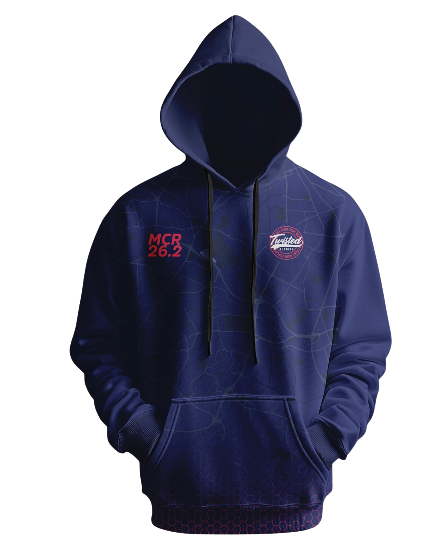 Navy/pink Manchester 26.2 Hoodie – (Pre-Order)