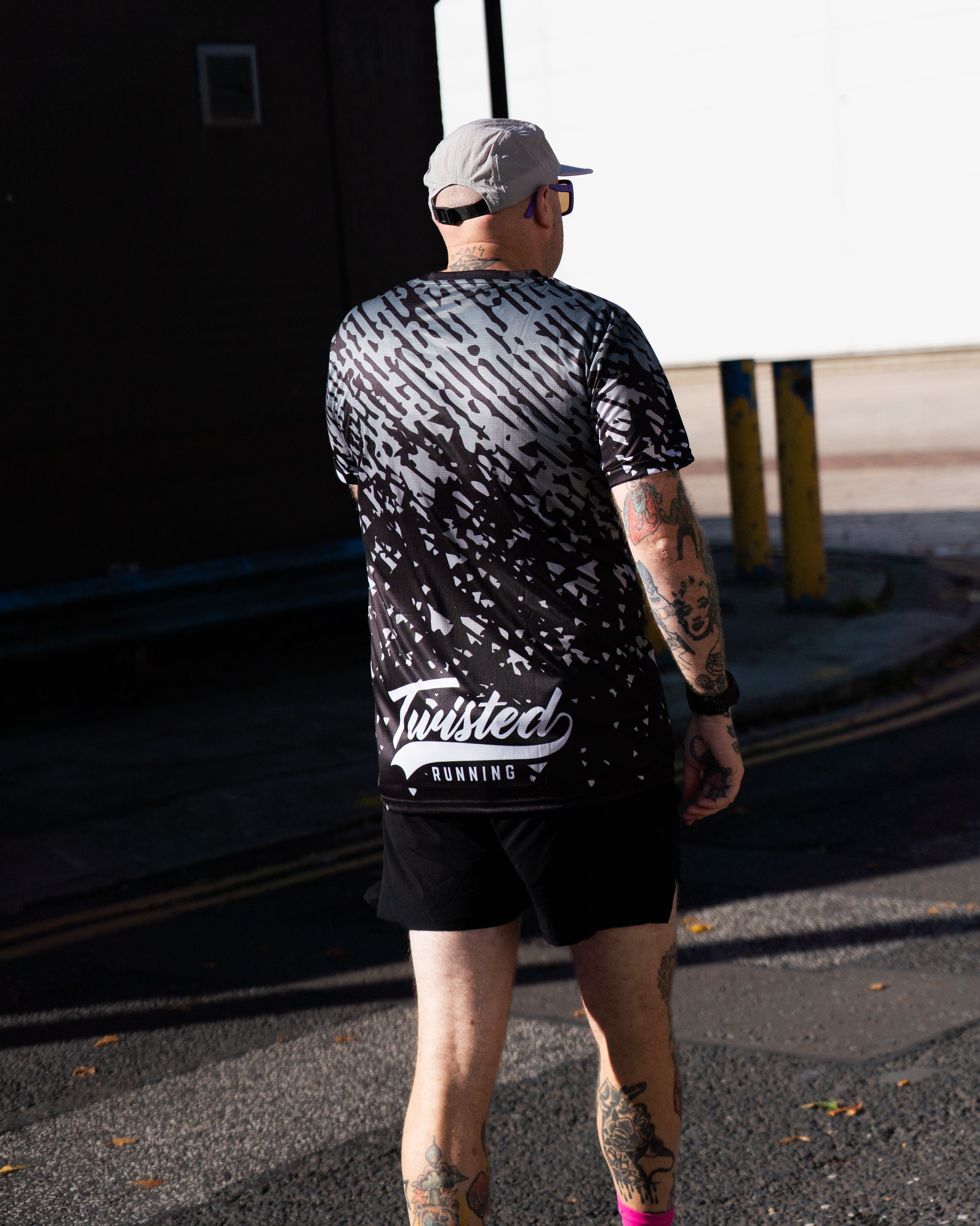 ⚫ Inverted Trails Tee – Grey/White (Black Base)
