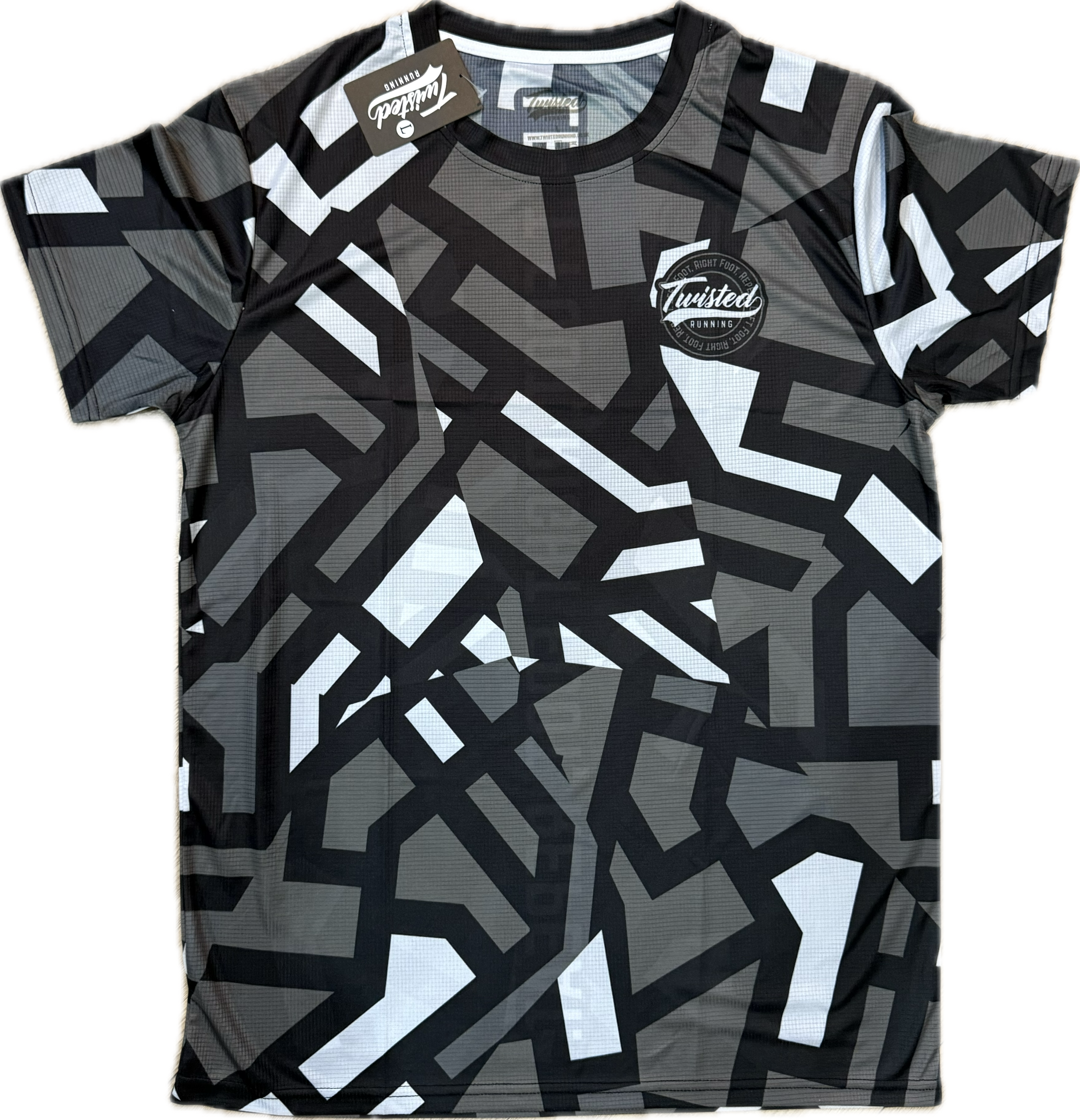 "Shatter" Technical Race Tee – Black/White