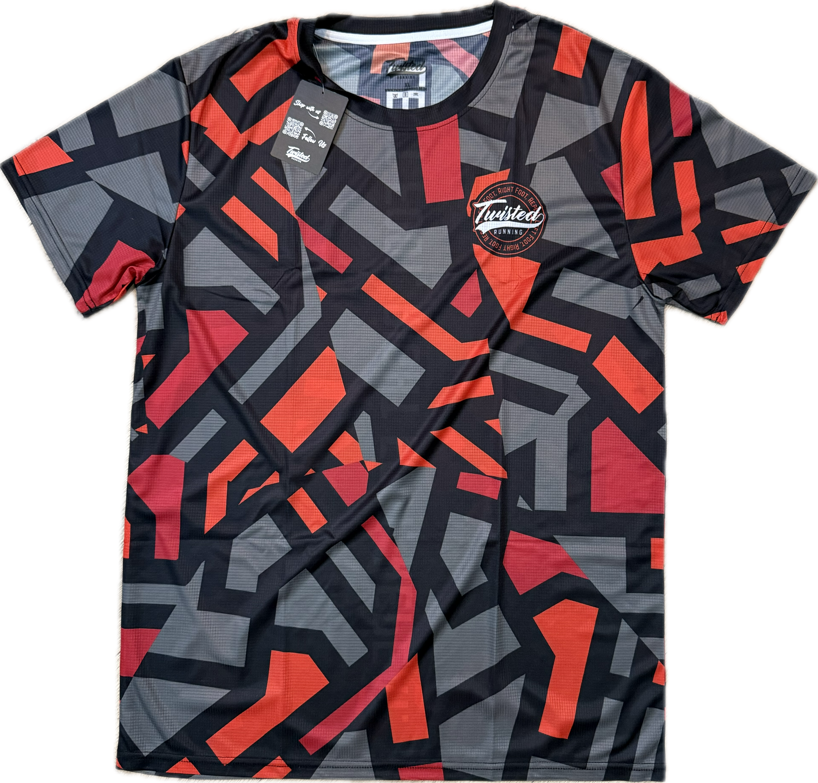 "Shatter" Technical Race Tee – Black/Red