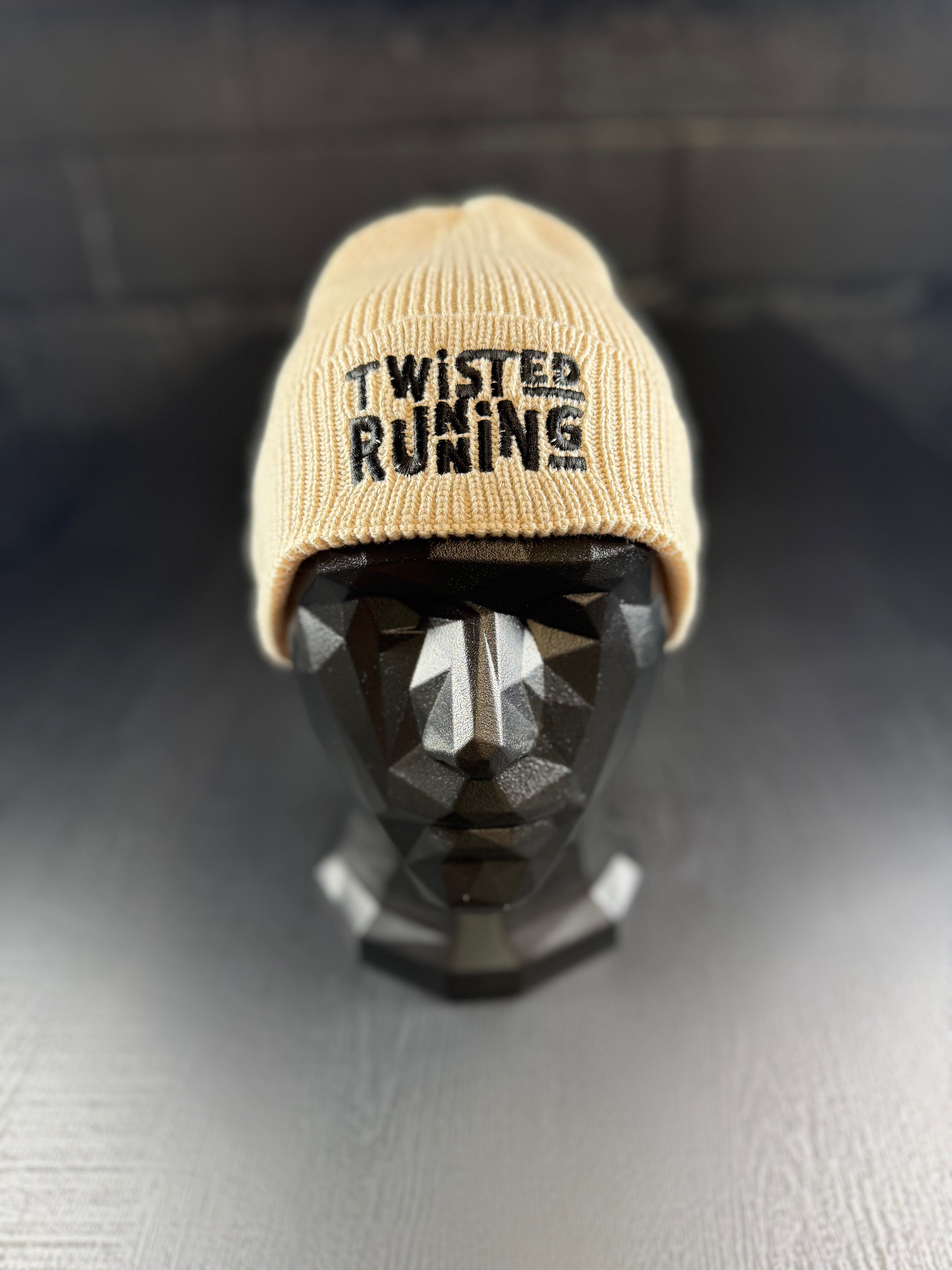 Twisted Reflective Beanie - Cream/Black