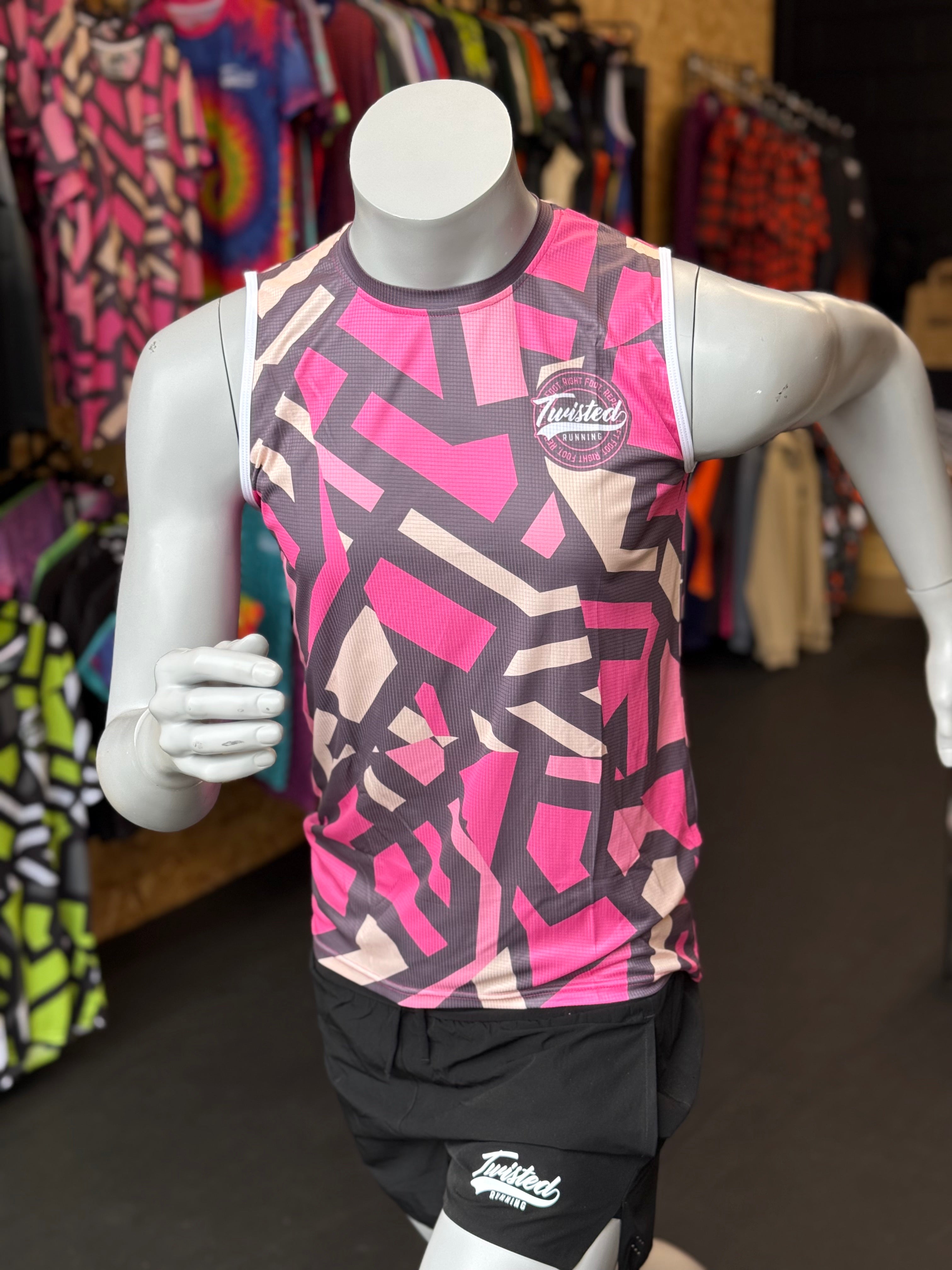 "Shatter" Sleeveless Race Tee (Tank) – Rhubarb