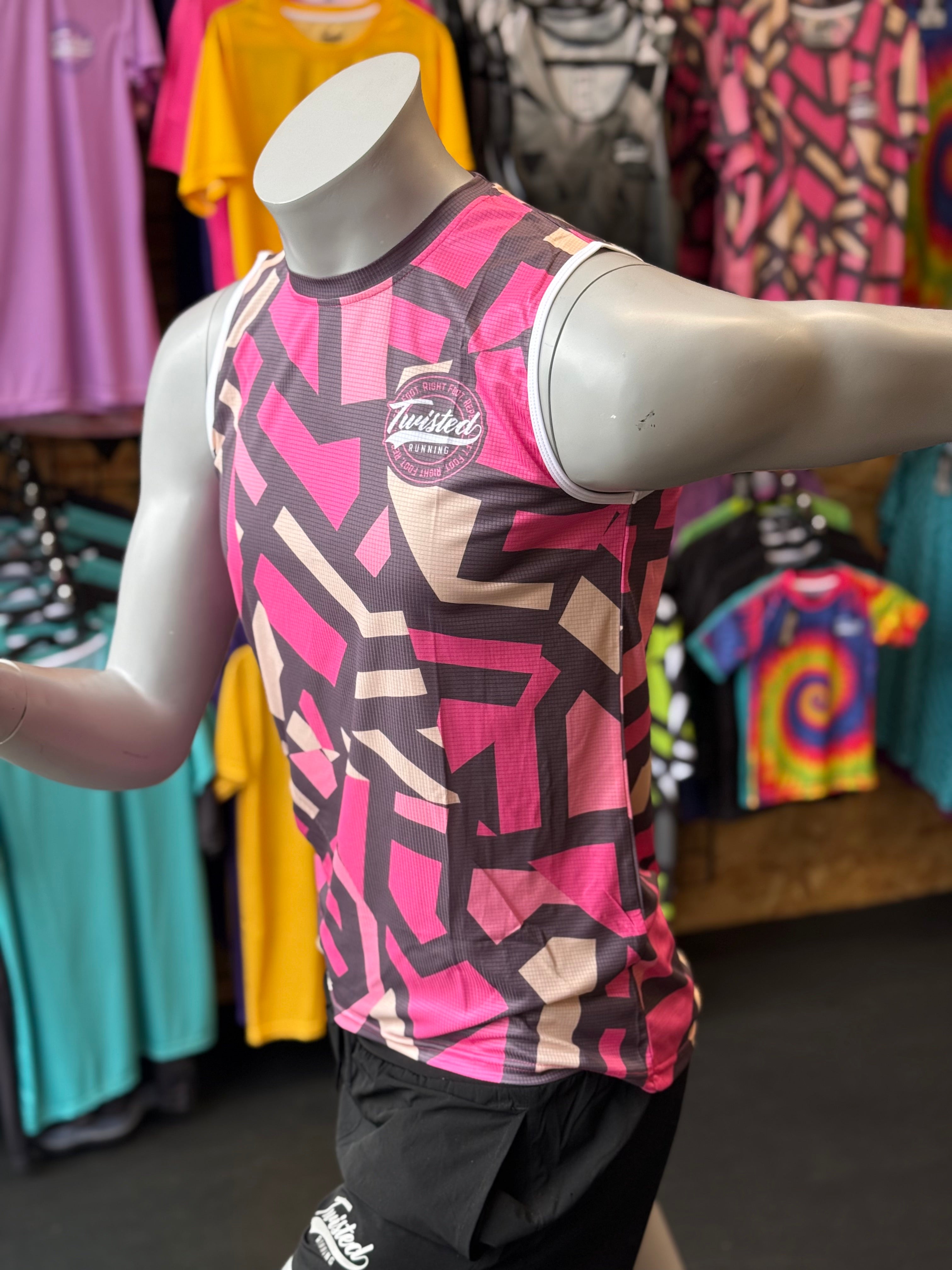 "Shatter" Sleeveless Race Tee (Tank) – Rhubarb