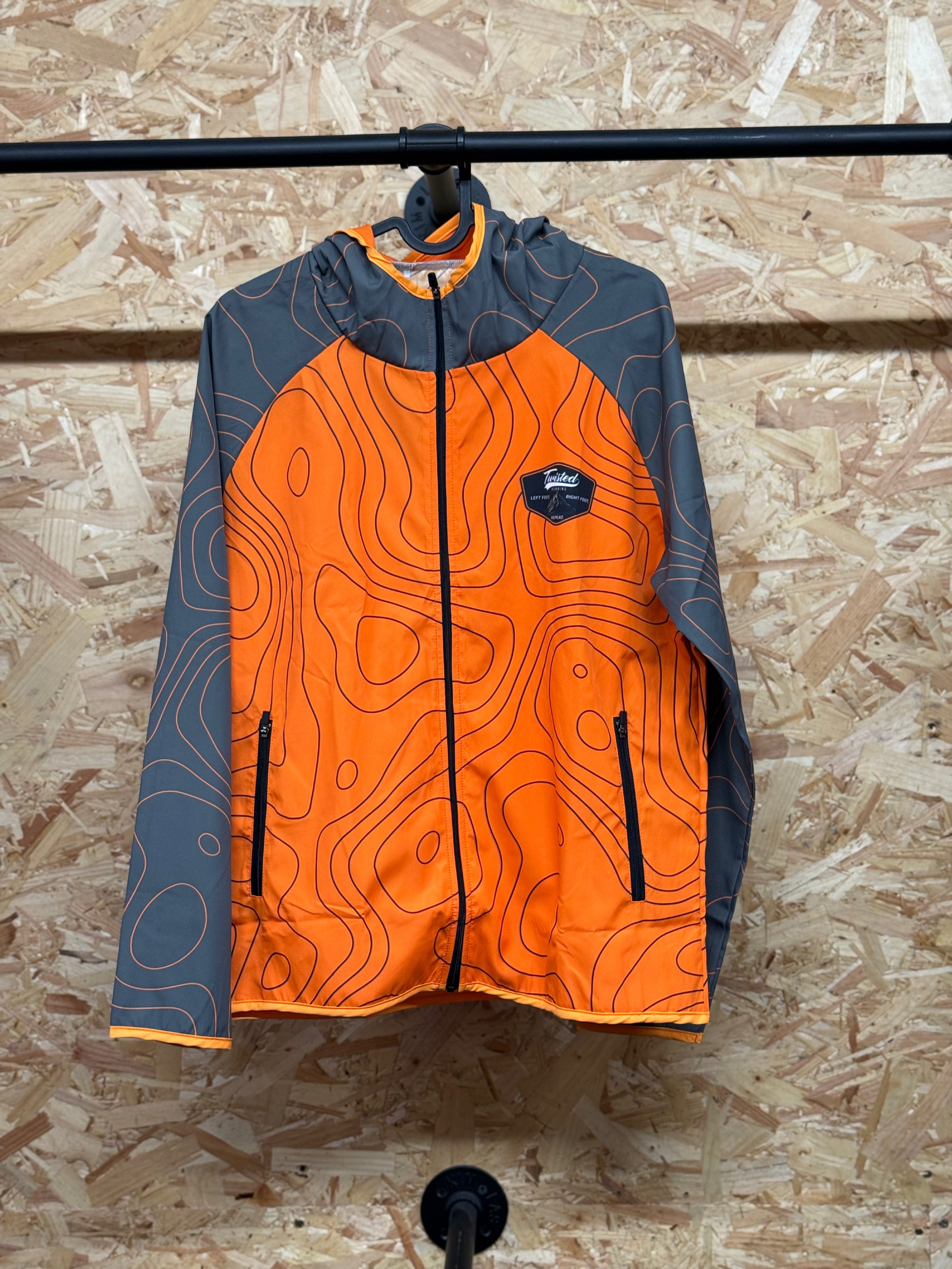 Twisted Running Topographic Windbreaker – Orange/Grey