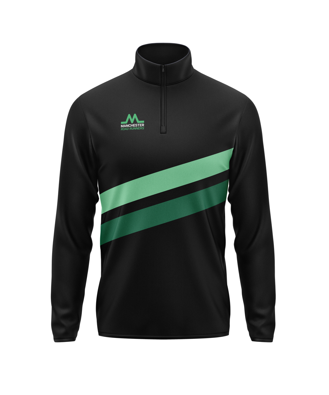 Manchester Road Runners 1/4 Zip - Black/Green