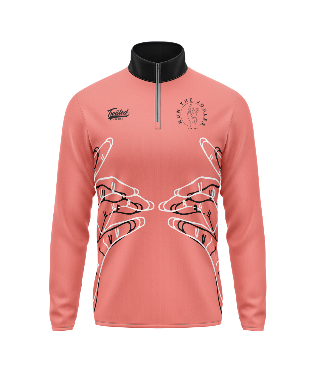 Run The Joules 1/4 Zip - Salmon/Black
