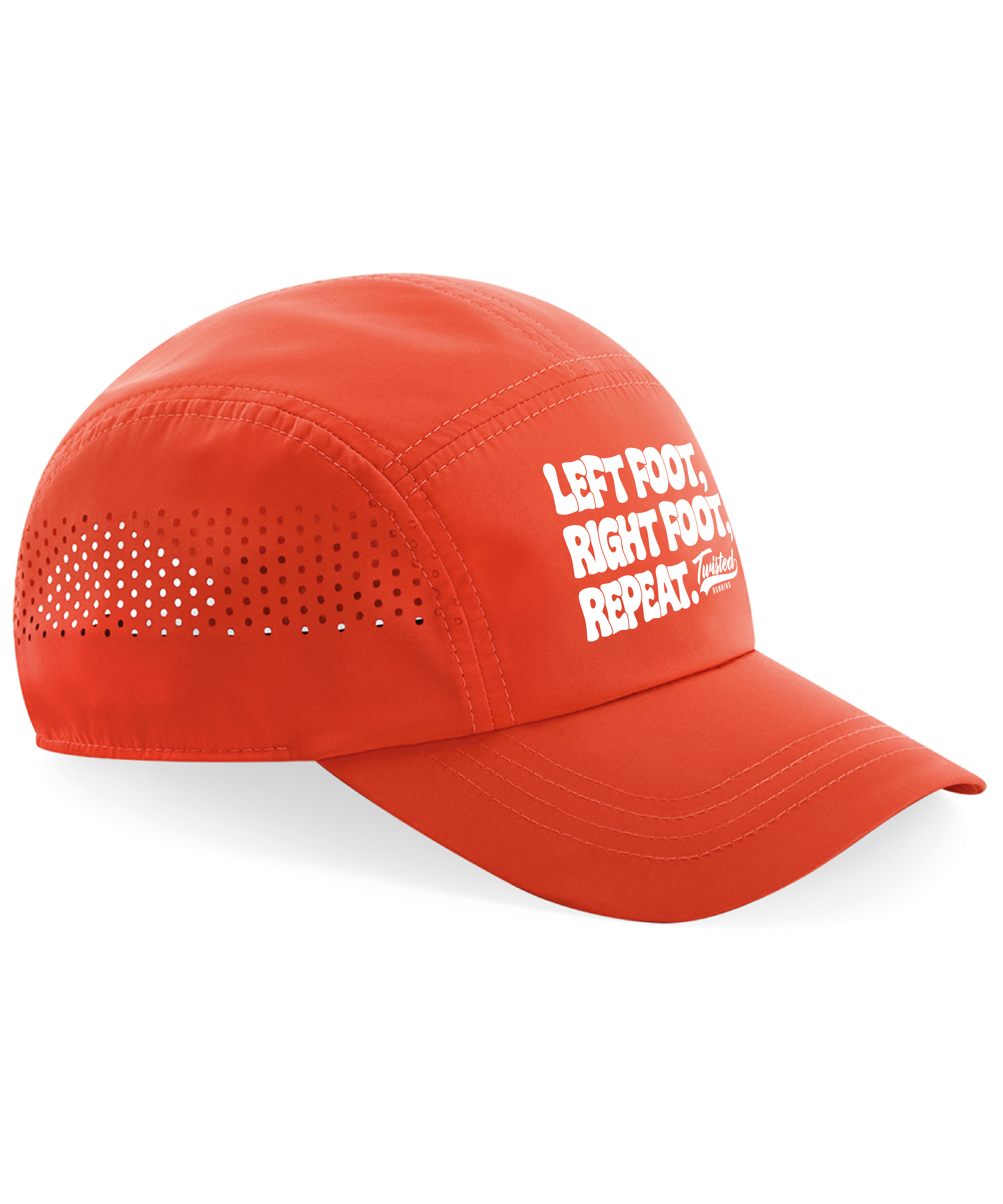 "Slogan" Technical Running Cap - Chilli Red Base