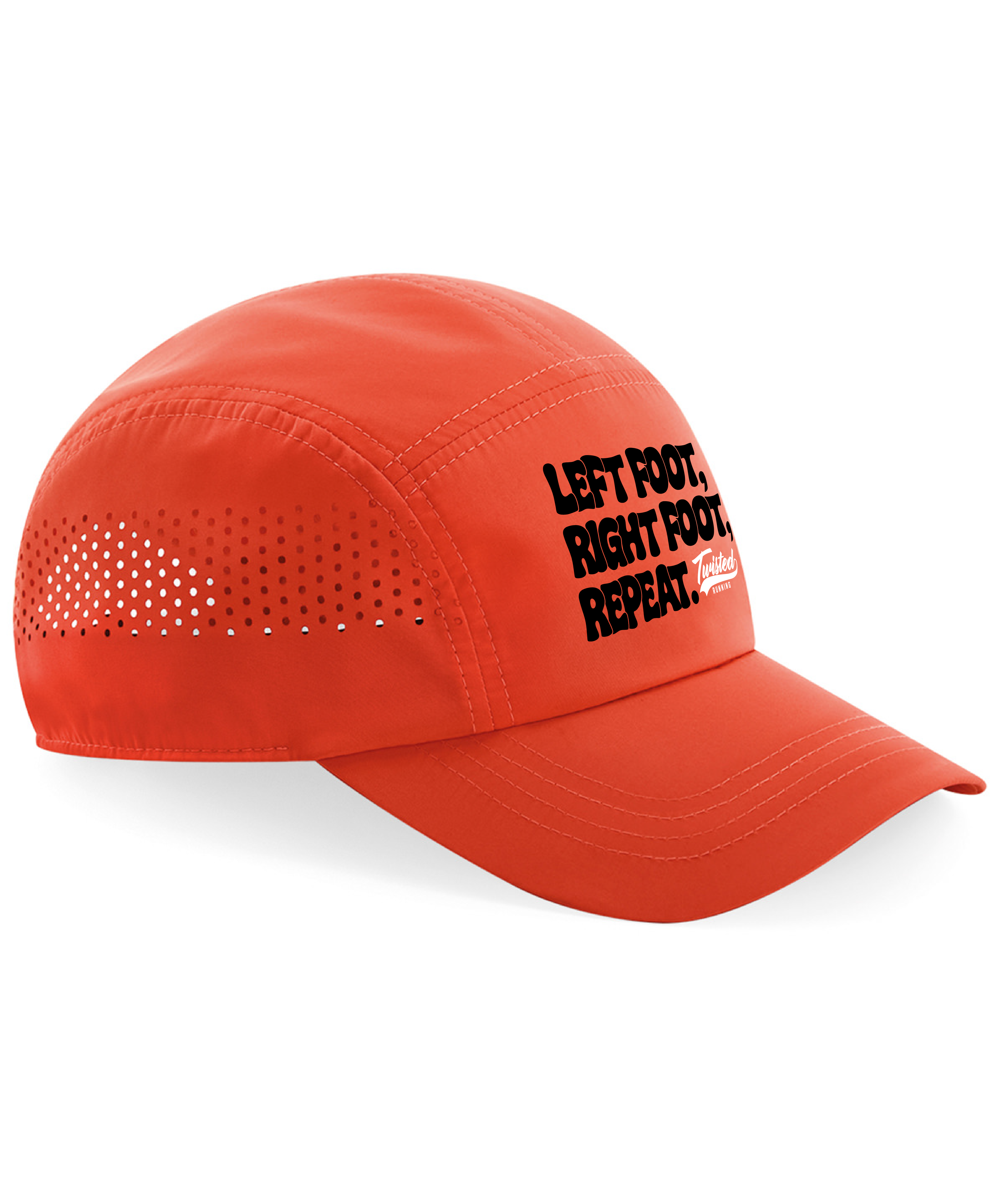 "Slogan" Technical Running Cap - Chilli Red Base