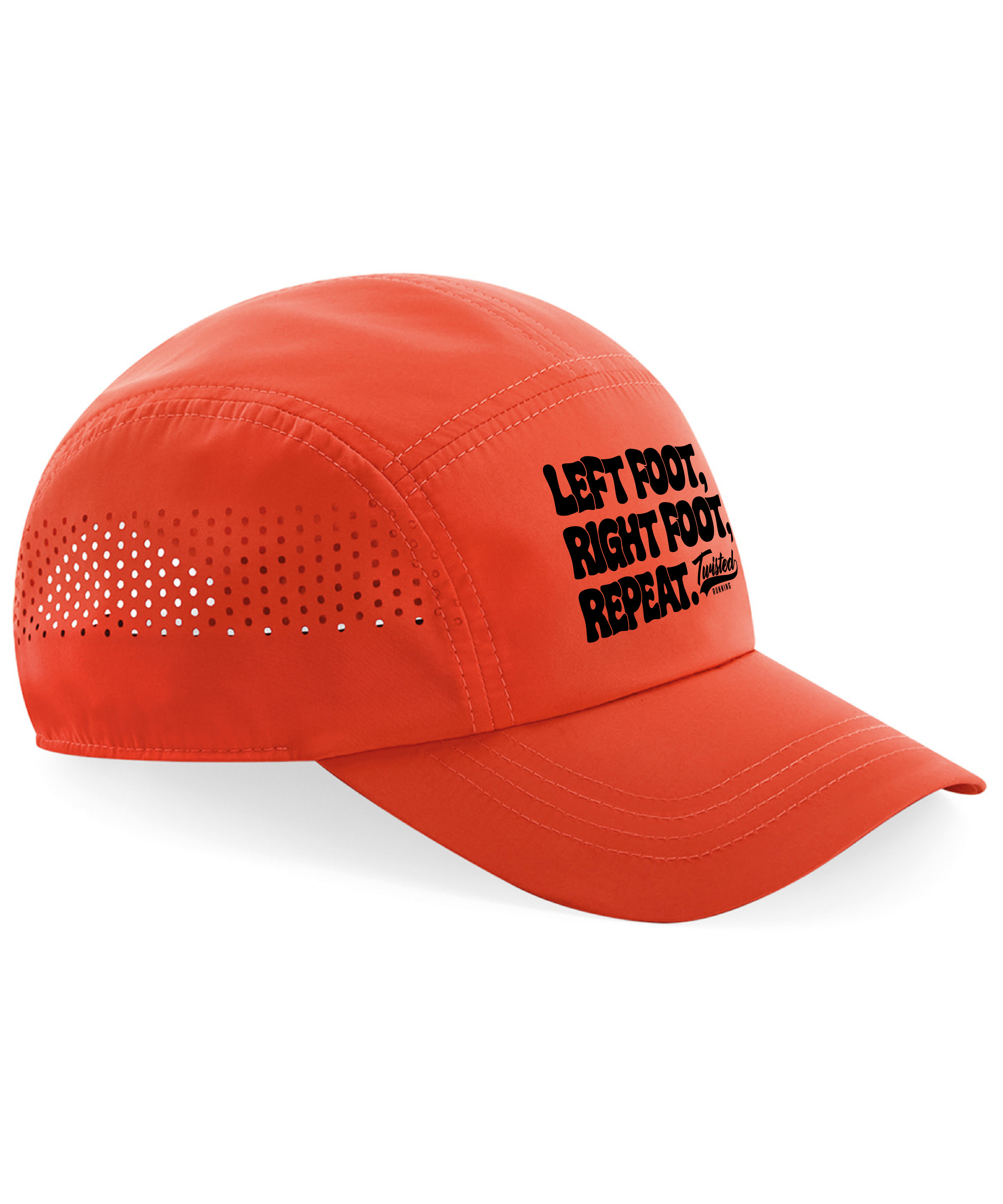 "Slogan" Technical Running Cap - Chilli Red Base