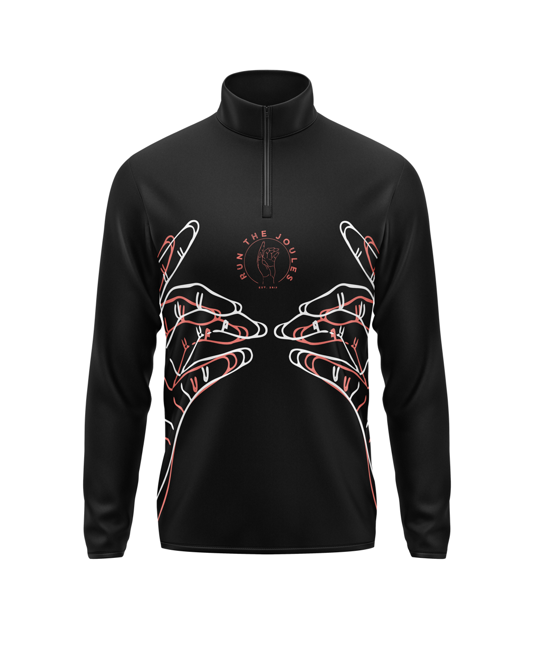 Run The Joules 1/4 Zip - Black/Salmon