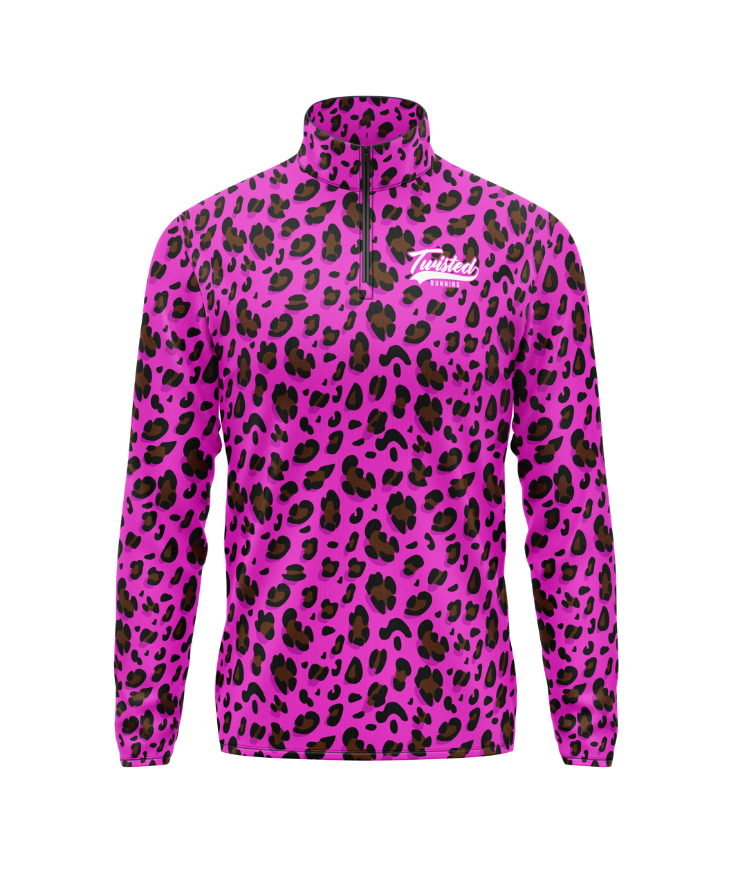 Animal Print 1/4 Zip - Hot Pink