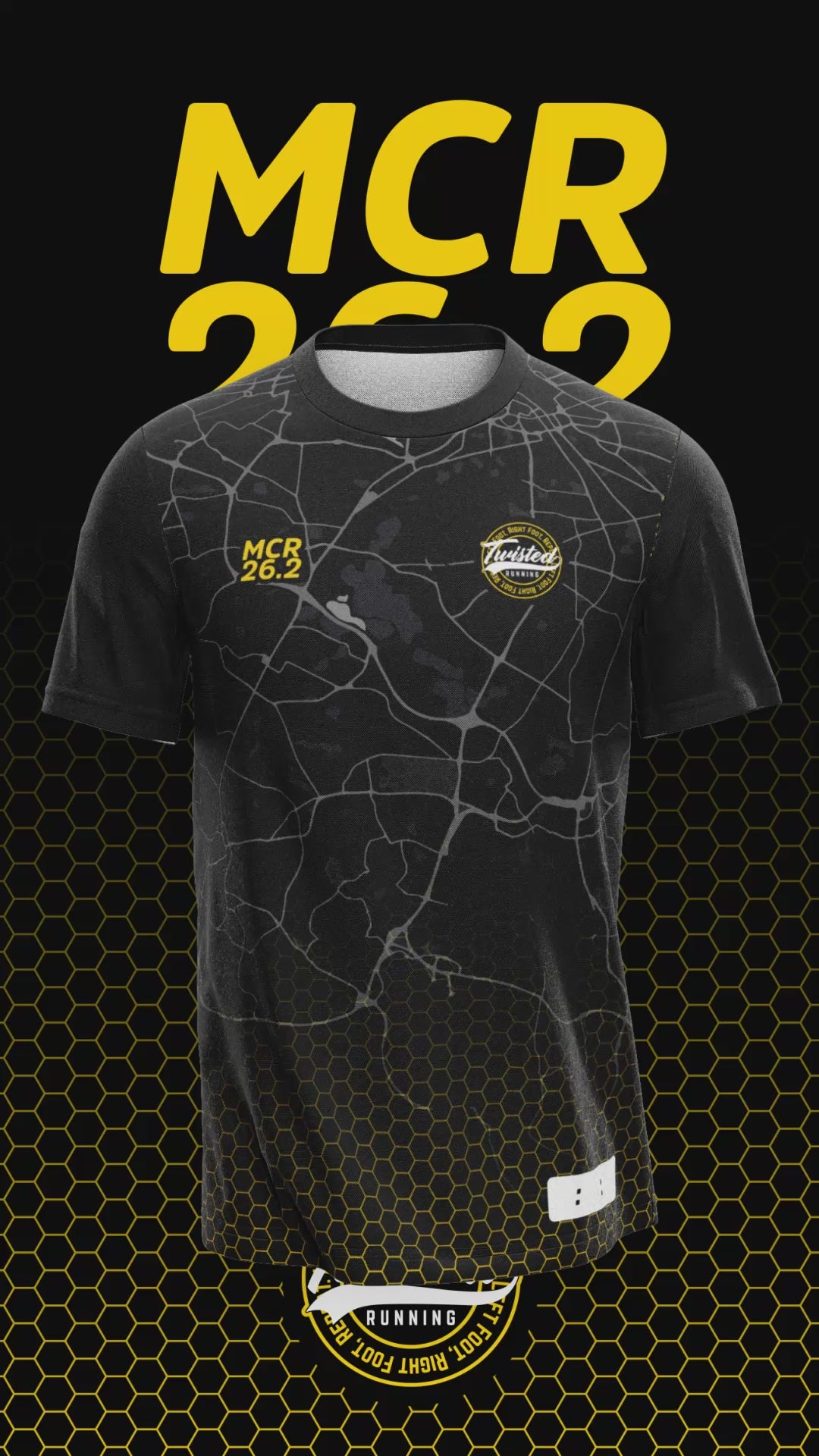 Black/Yellow Manchester 26.2 Race/Finisher Tee – A Marathon Worthy Tribute (Pre-Order) Please Read Description