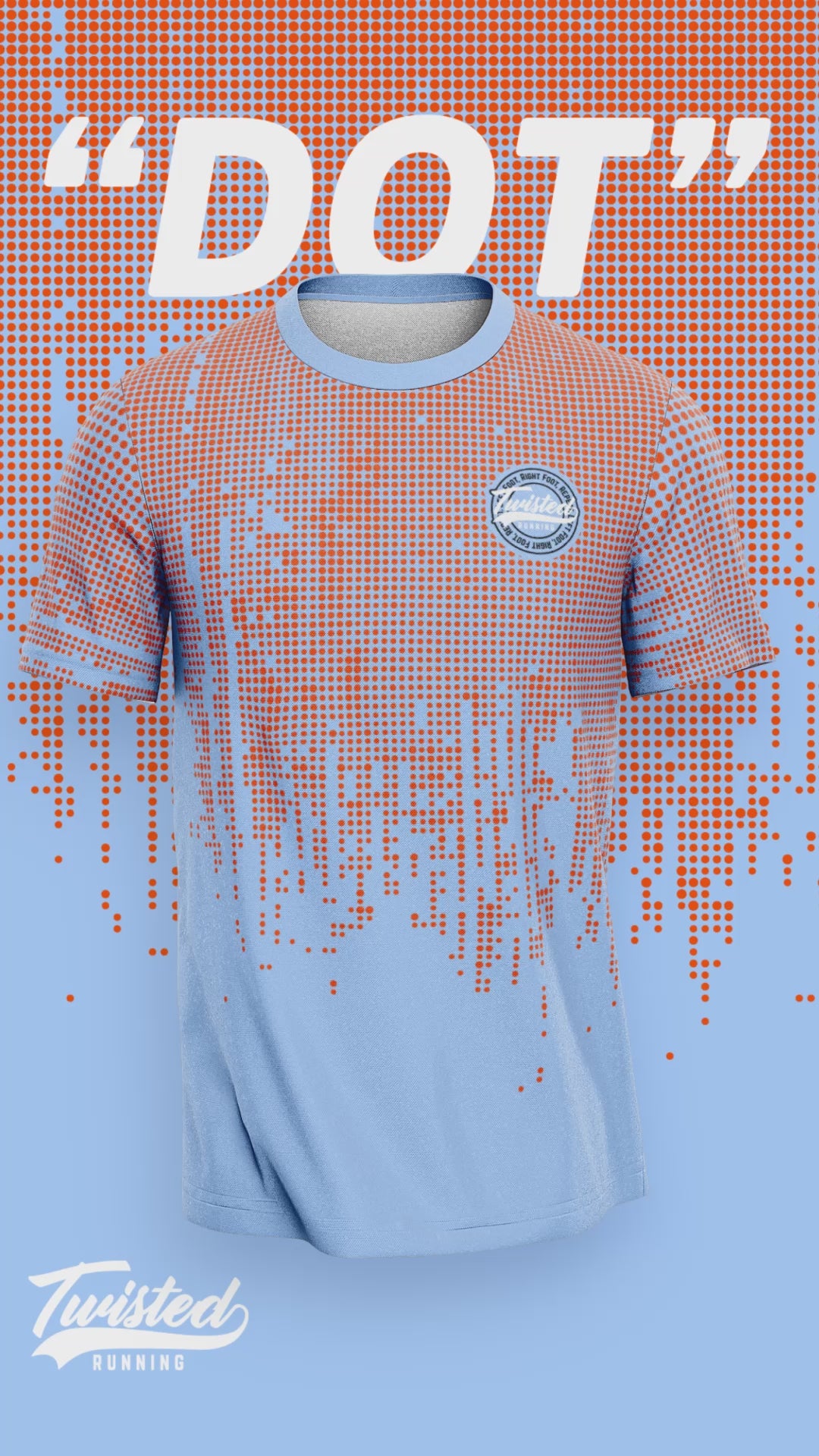 "Dot" Technical Running Tee (Light Blue/Orange)