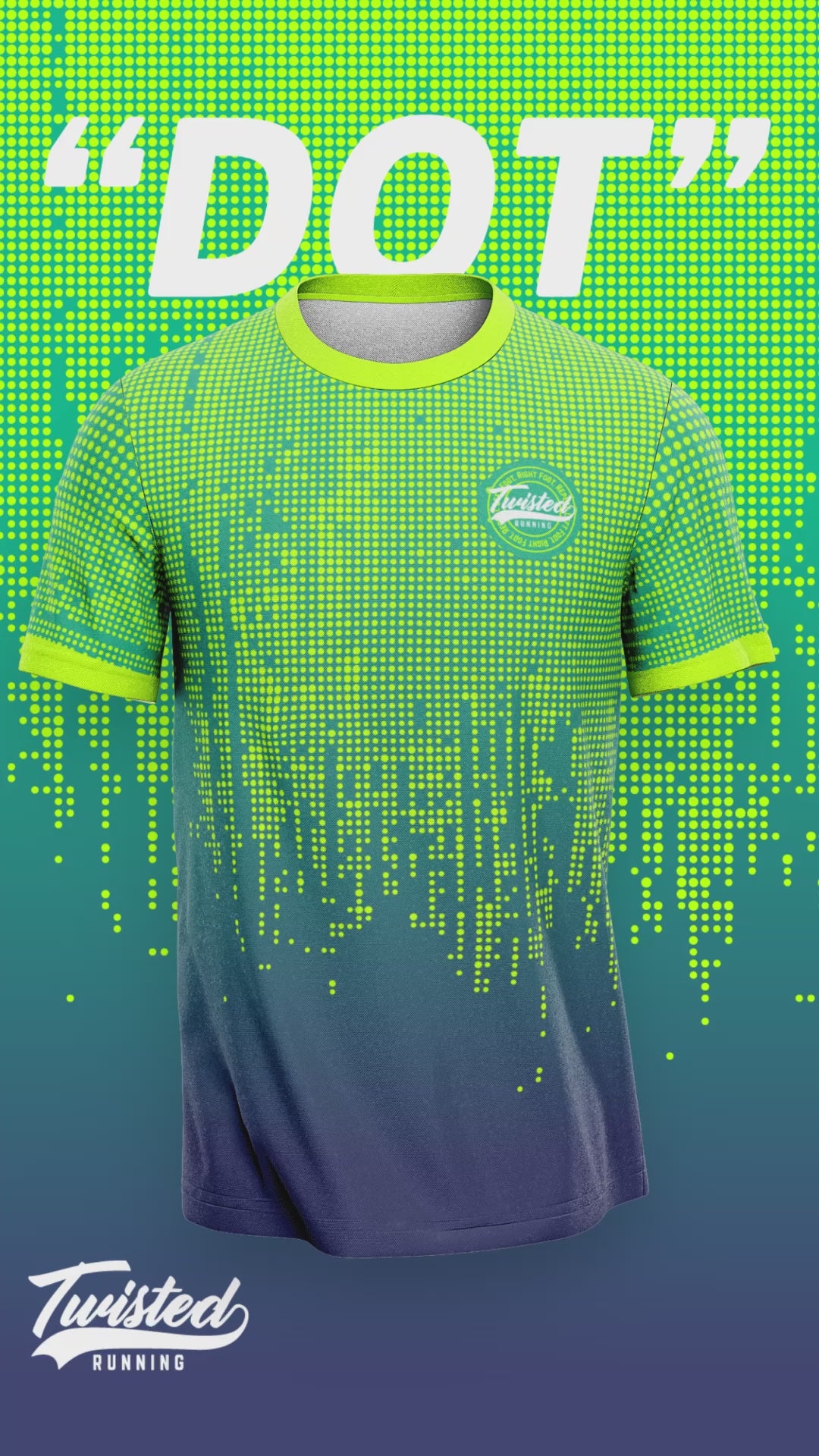 KIDS - "Dot" Technical Running Tee (Green/Blue) (VOLT)