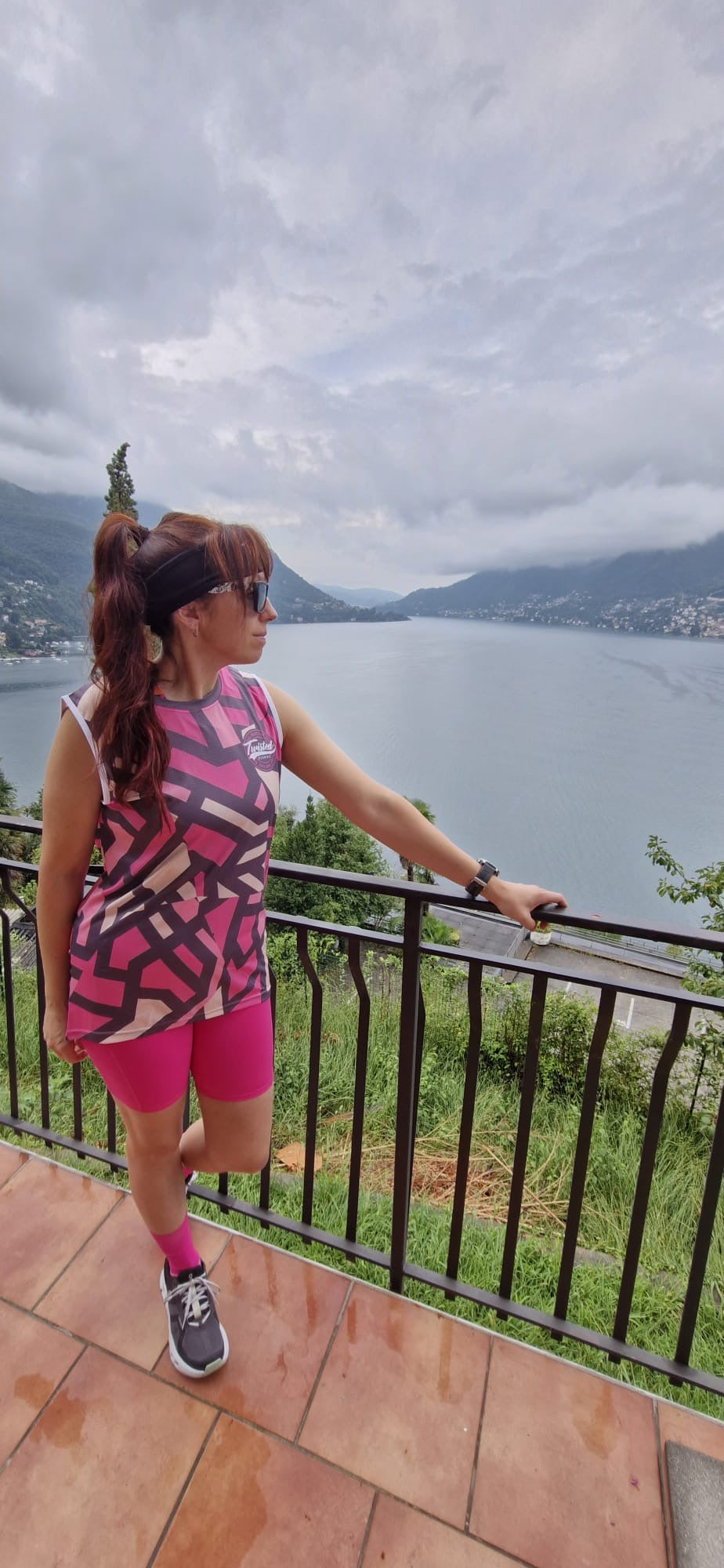 "Shatter" Sleeveless Race Tee (Tank)  –  Rhubarb