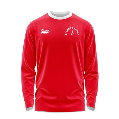 Oldham & Royton Long Sleeve Tee - Red/White