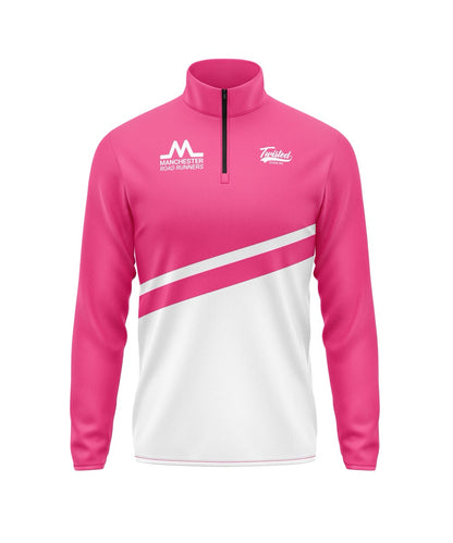 Manchester Road Runners 1/4 Zip - Pink/White