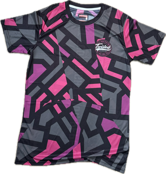 "Shatter" Technical Race Tee –  Black/Hot Pink/Purple