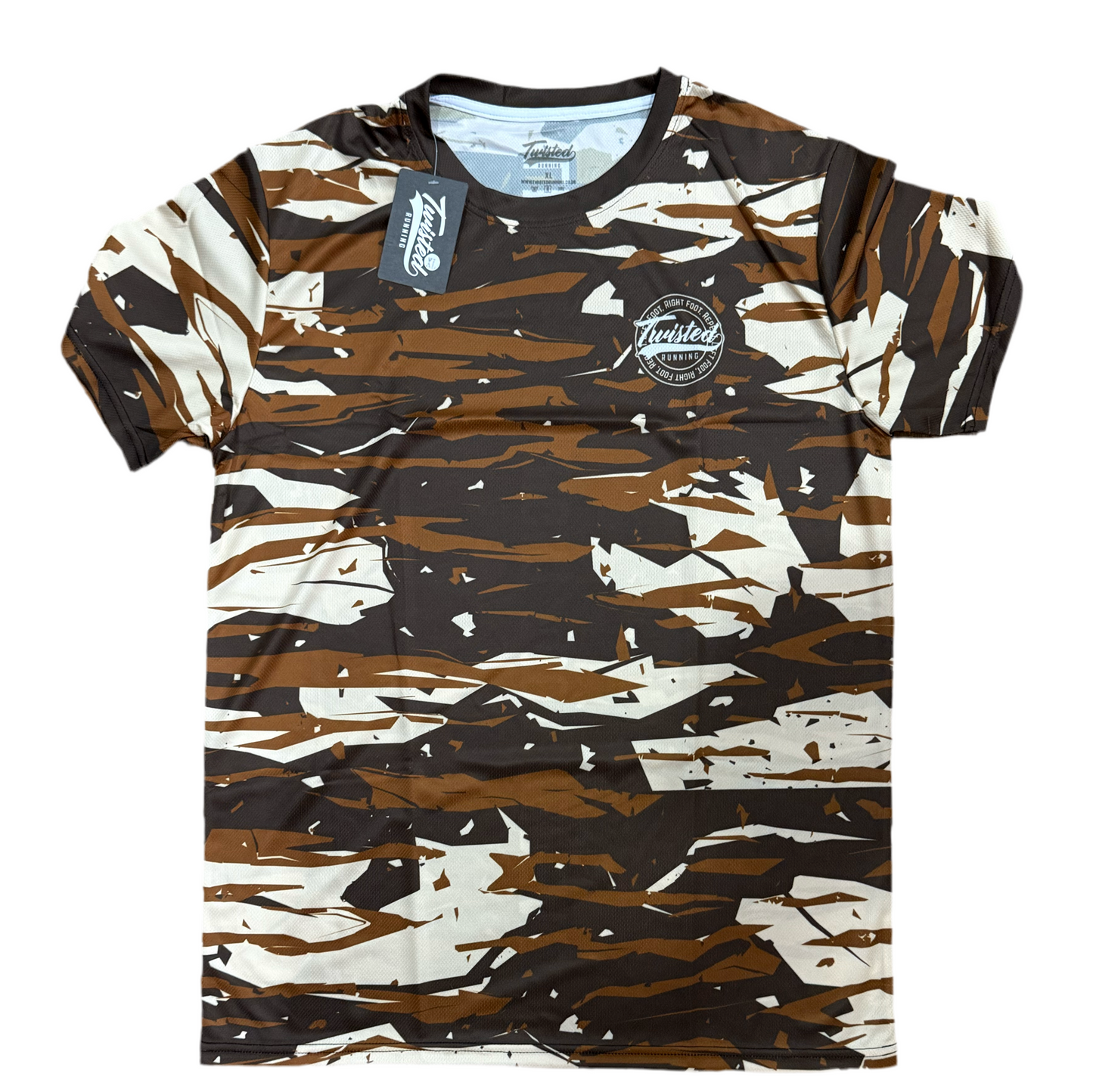 “Camo” Technical T-Shirt- Cream/Brown