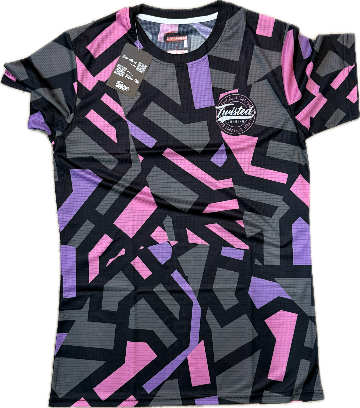 "Shatter" Technical Race Tee –  Black/Light Pink/Purple