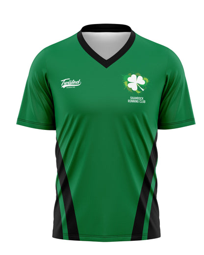 Shamrock Running Club V-Neck T-Shirt - Green/Black