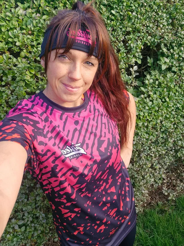 🩷 Inverted Trails Tee – Pink/Pink(Black Base)