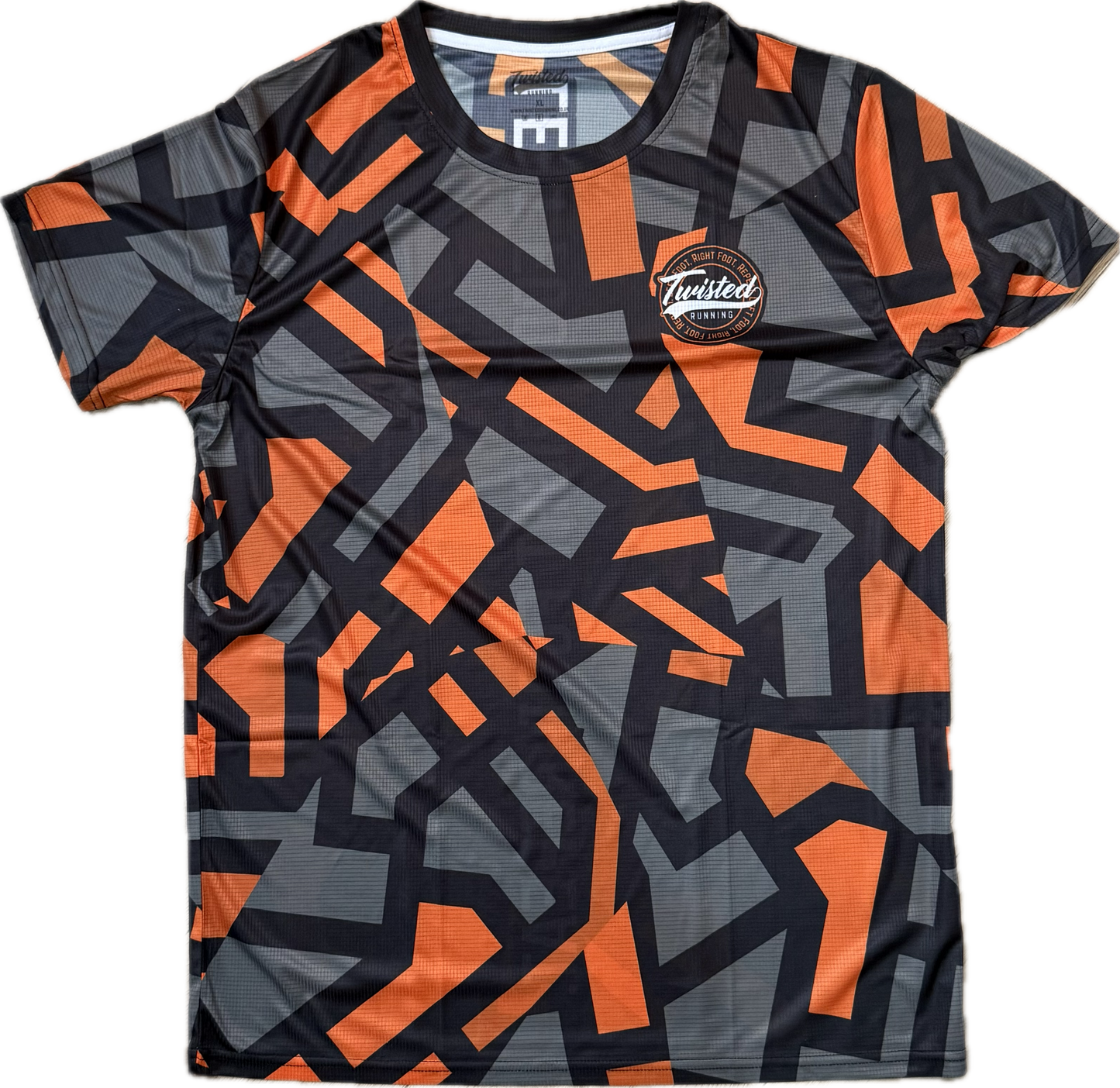 "Shatter" Technical Race Tee –  Black/Orange/Grey