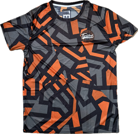 "Shatter" Technical Race Tee –  Black/Orange/Grey