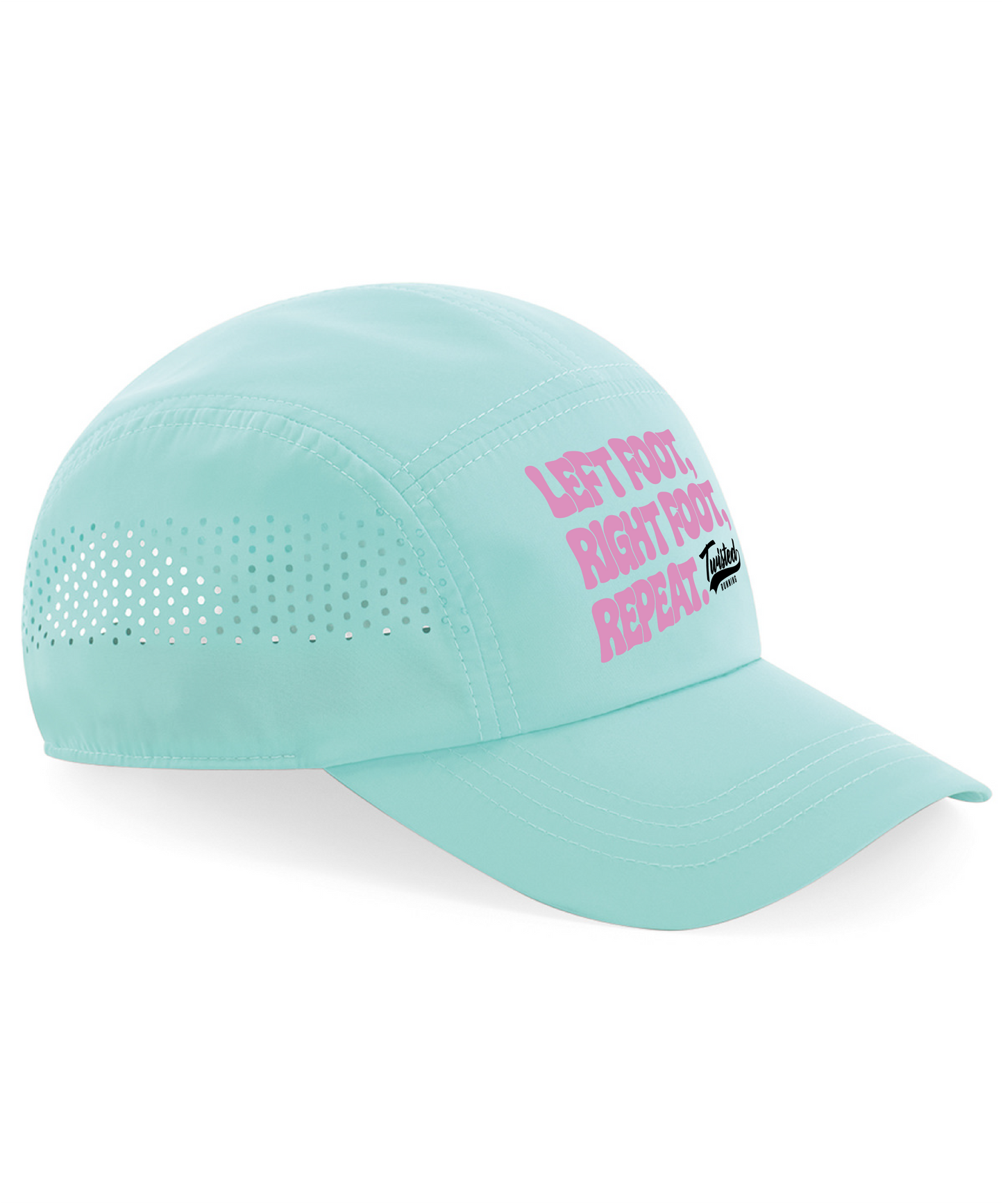 "Slogan" Technical Running Cap - Aqua Base