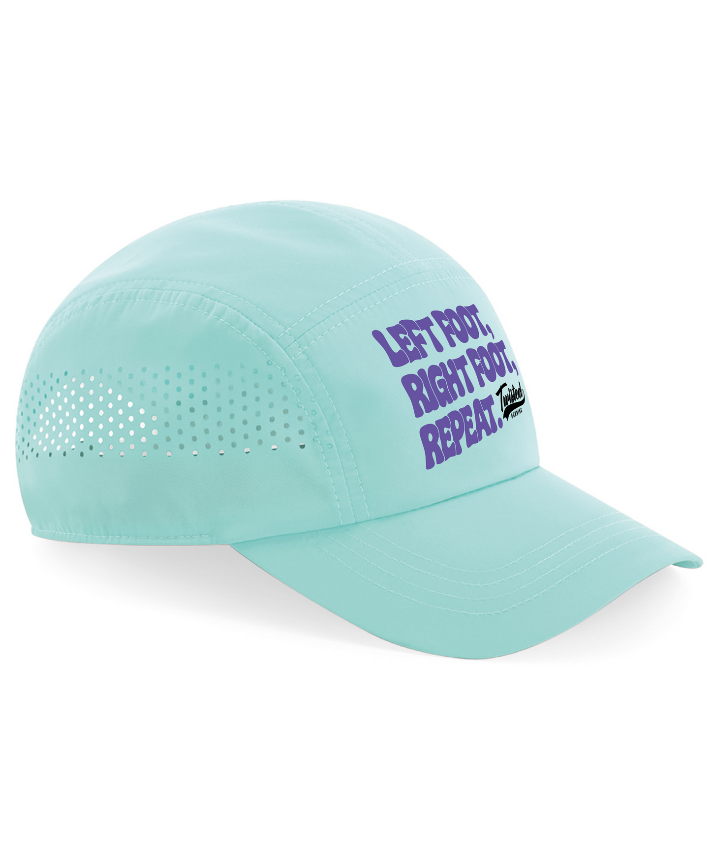 "Slogan" Technical Running Cap - Aqua Base