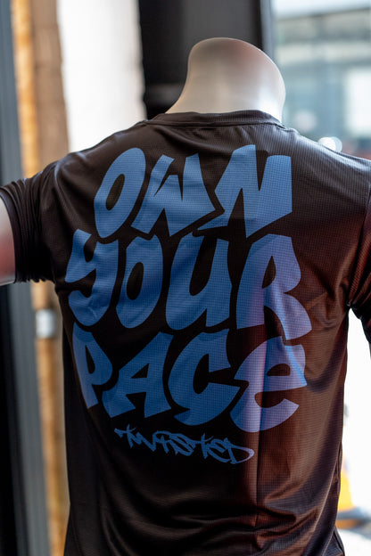 Own Your Pace - Black/Blue Technical Tee