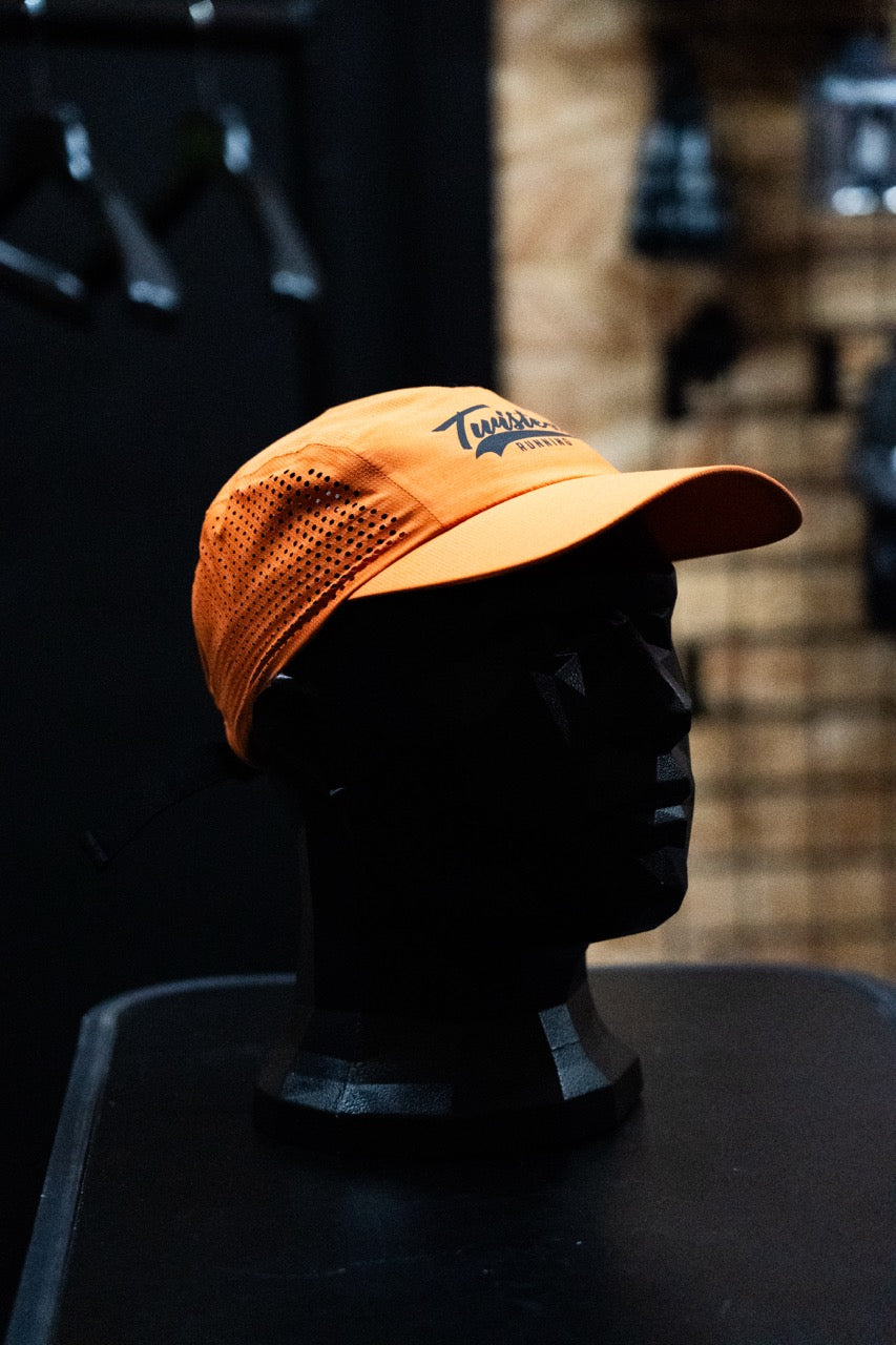 Twisted Perforated Run Cap - Orange