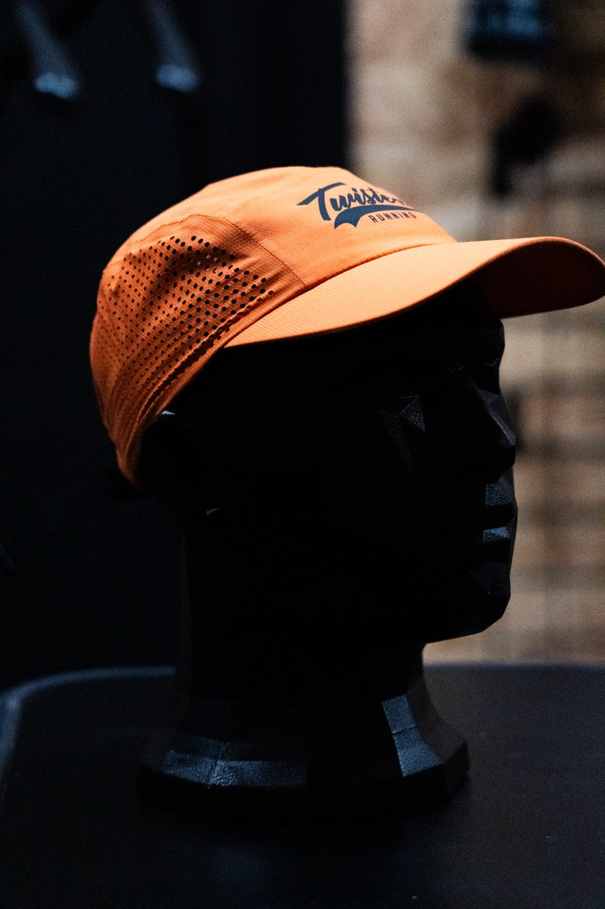 Twisted Perforated Run Cap - Orange