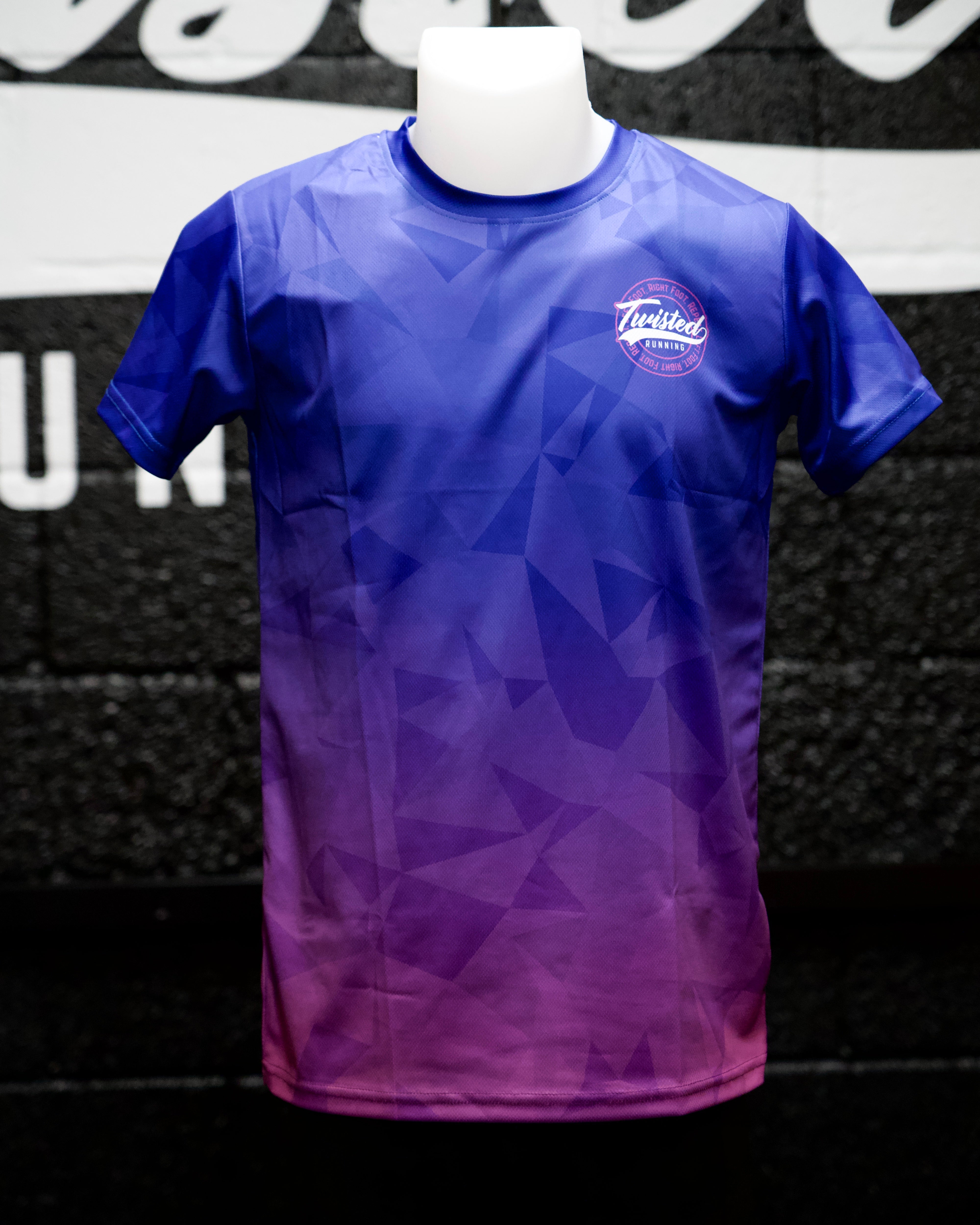 "Geo" Race Tee - Navy/Pink