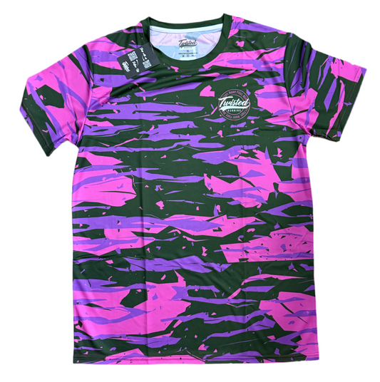 “Camo” Technical T-Shirt- Fluro Pink/Purple with Grey/Green Base