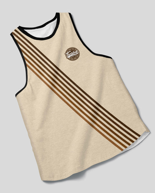 Twisted Running 8Tees (Vest) – Cream with Brown Stripes